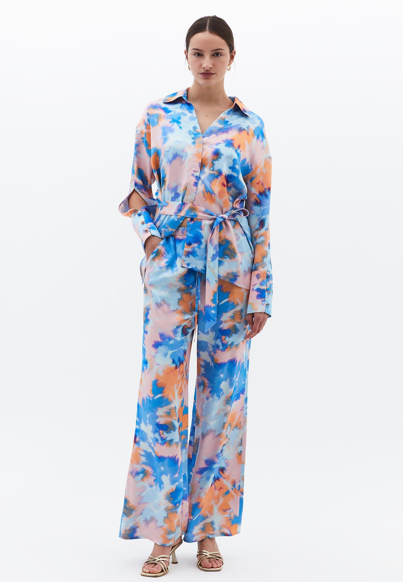 High Waist Wide Leg Trousers With Pocket Detail - ABSTRACT COMB