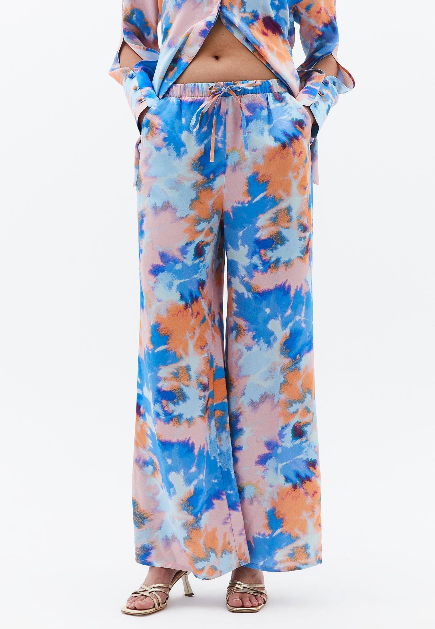 High Waist Wide Leg Trousers With Pocket Detail - ABSTRACT COMB
