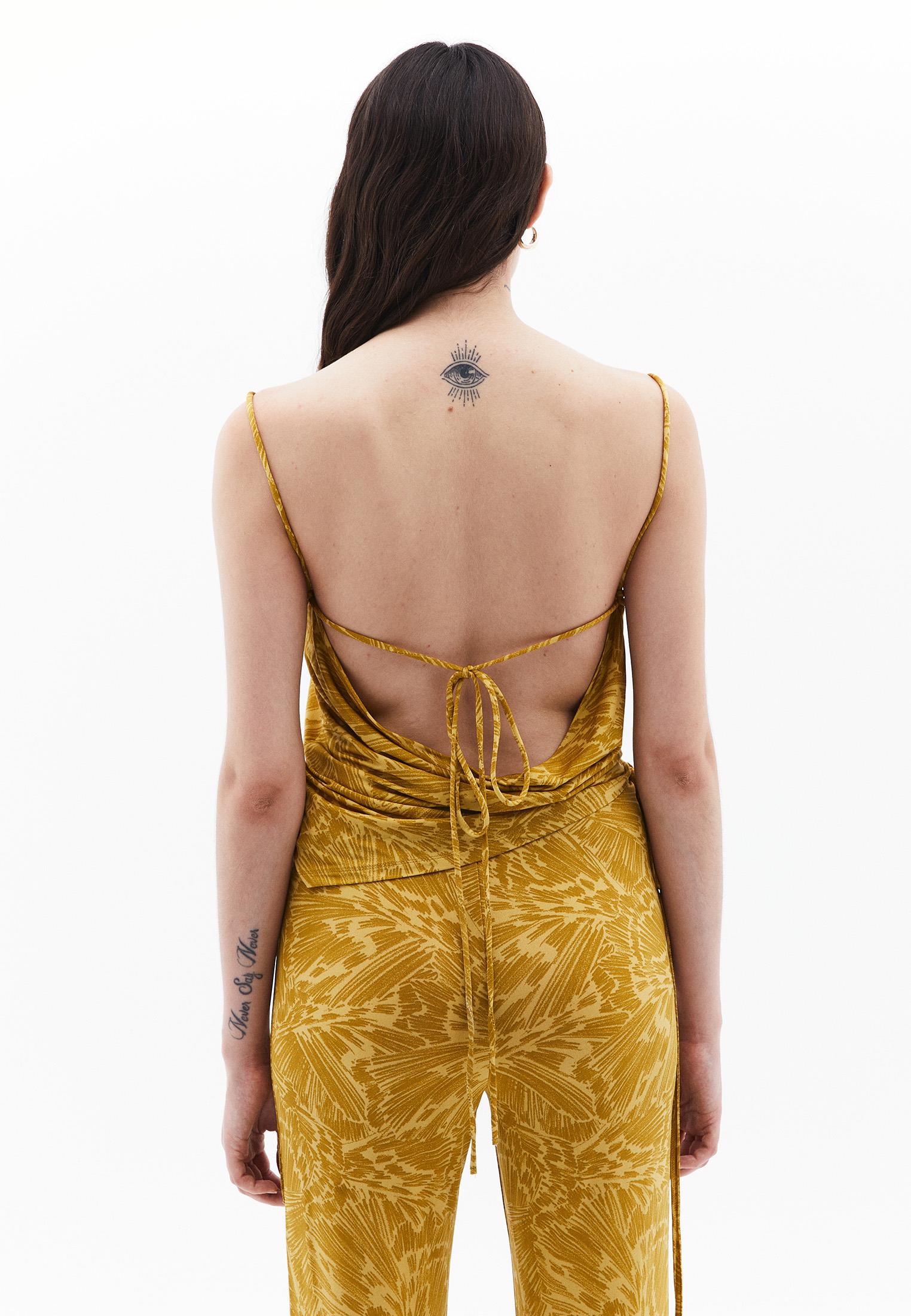 Asymmetric Tie Strap Tank Top - ABSTRACT COMB