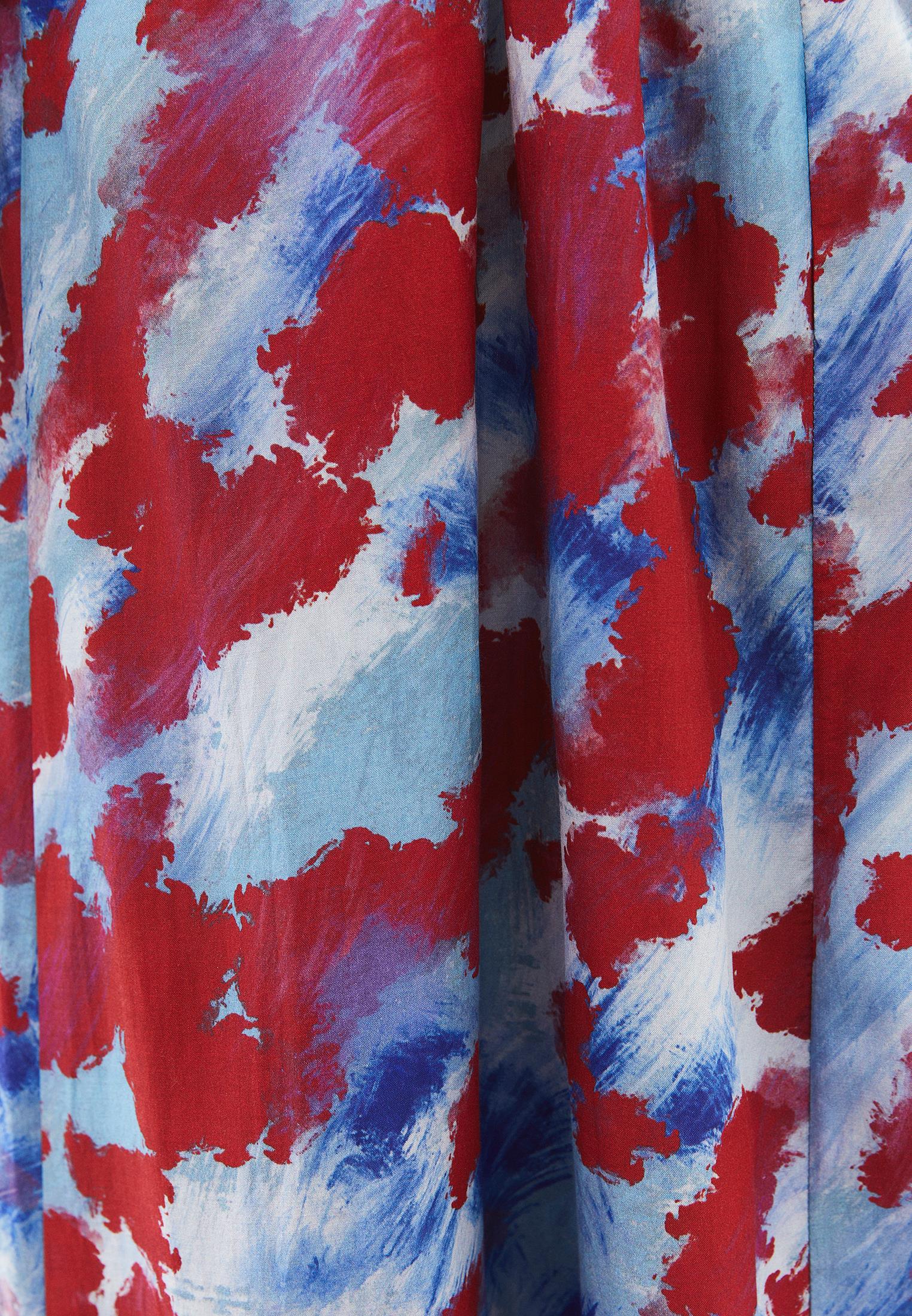 Bow Detailed One Shoulder Printed Long Dress - ABSTRACT COMB