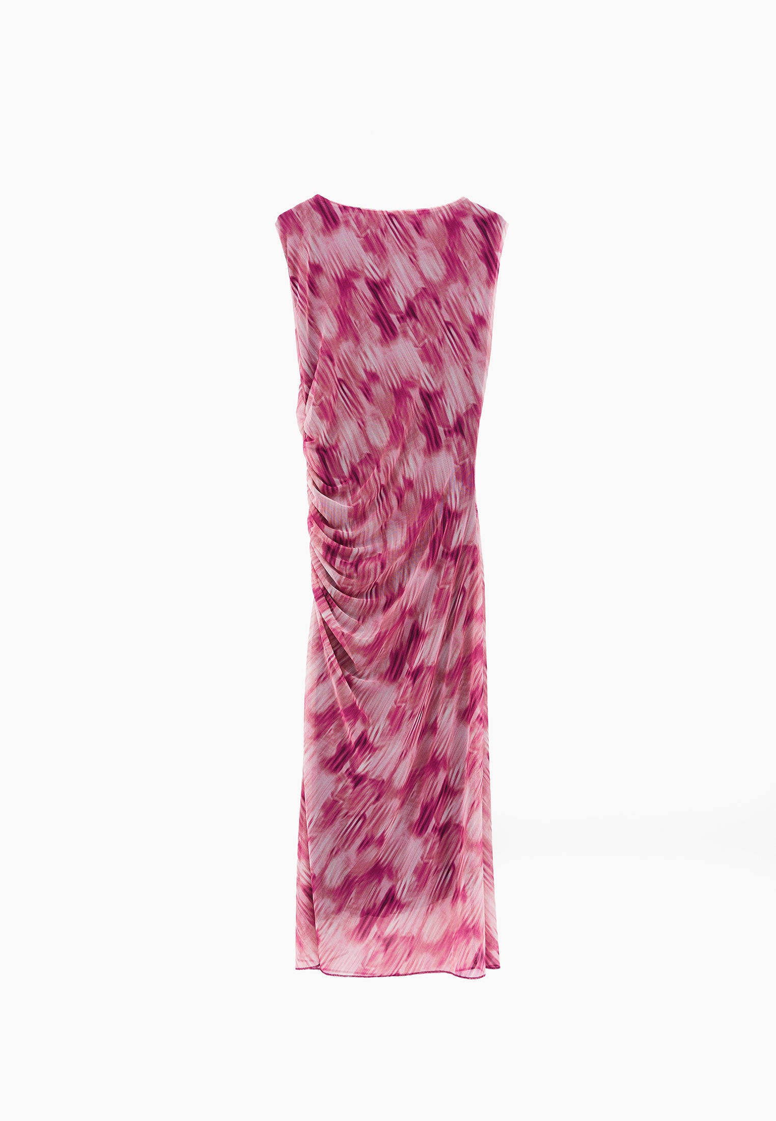 Bodycon Off Shoulder Ruched Long Dress - ABSTRACT COMB