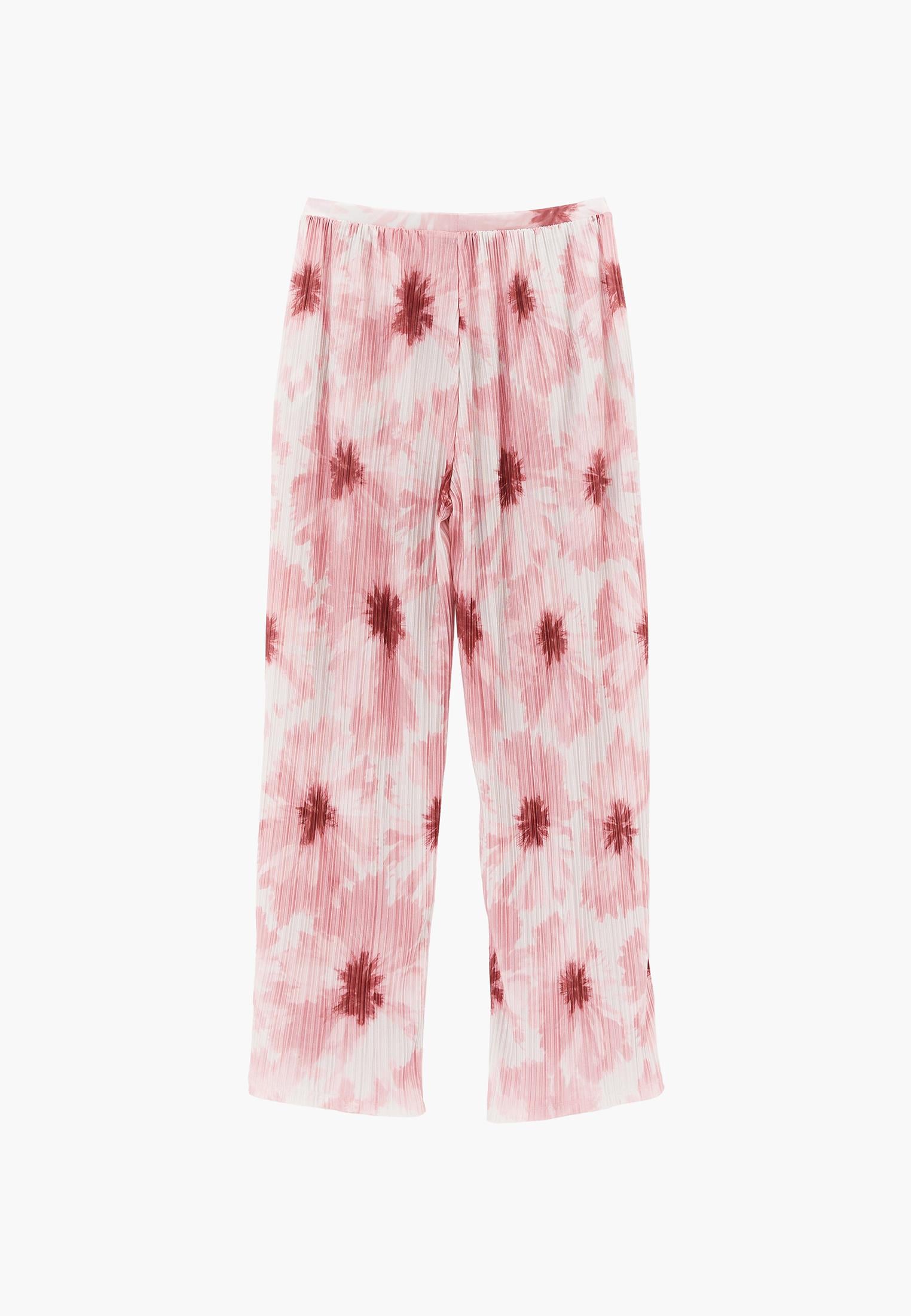 High Waist Pleated Printed Straight Pants - ABSTRACT COMB