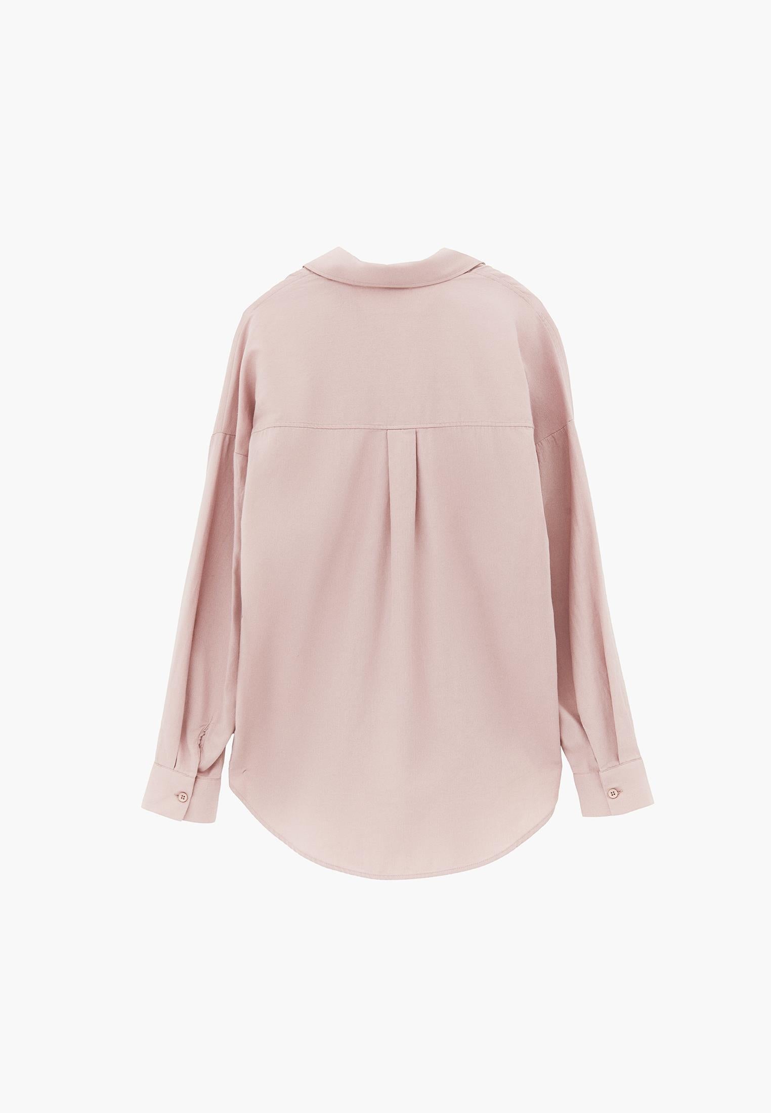 Oversize Long Sleeve Shirt With Pocket Detail - ADOBE ROSE
