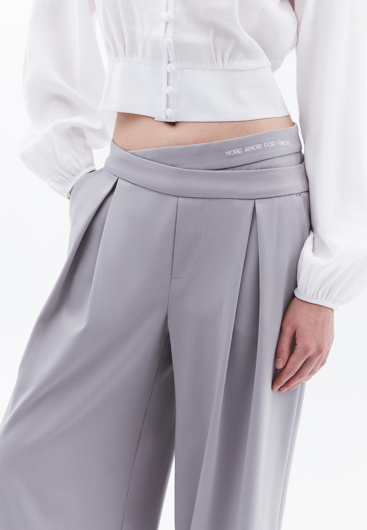Wide Leg Trousers With Belt Detail - ALLOY