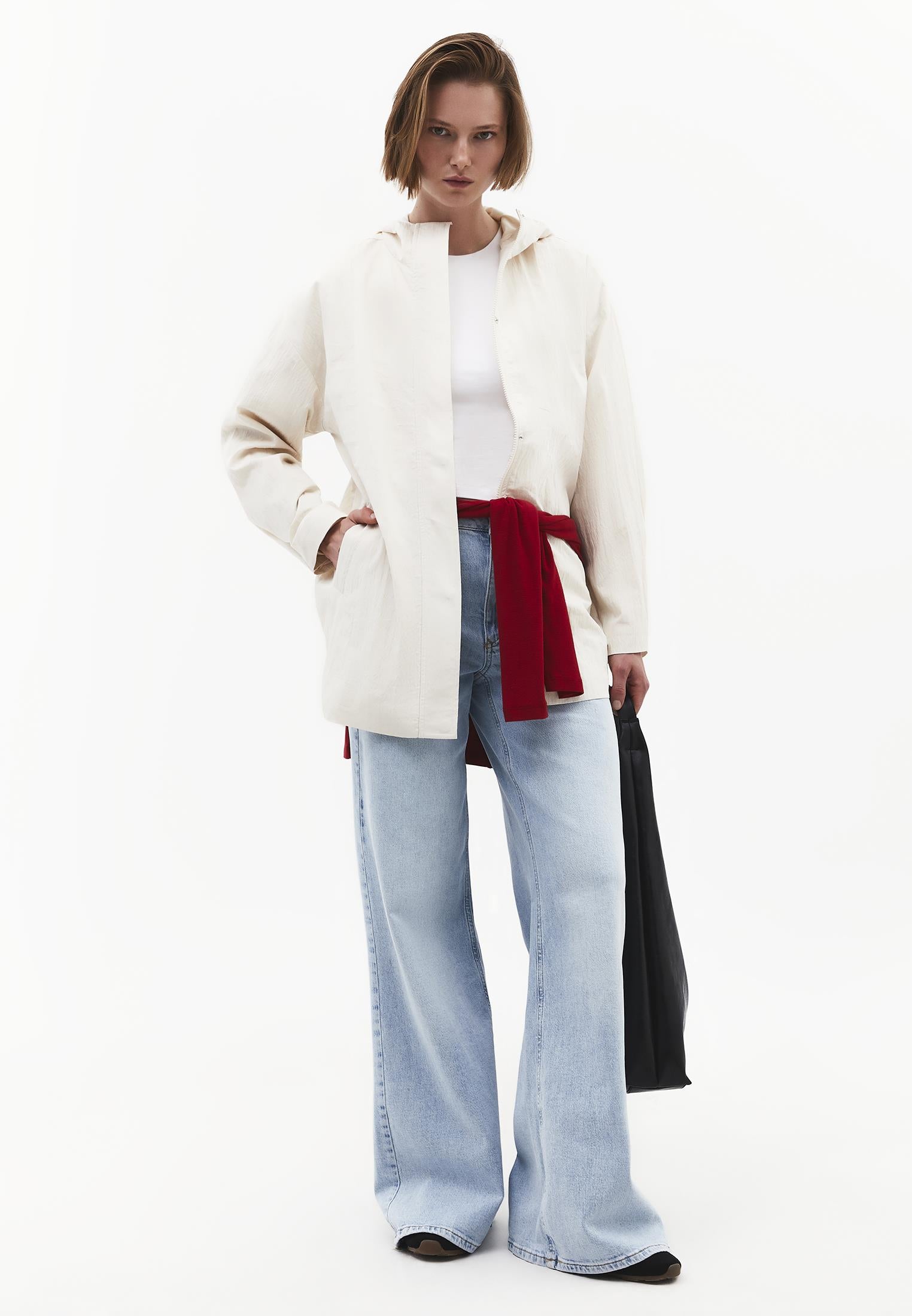 Hooded Jacket With Multiple Pocket Details - ALMOND MILK