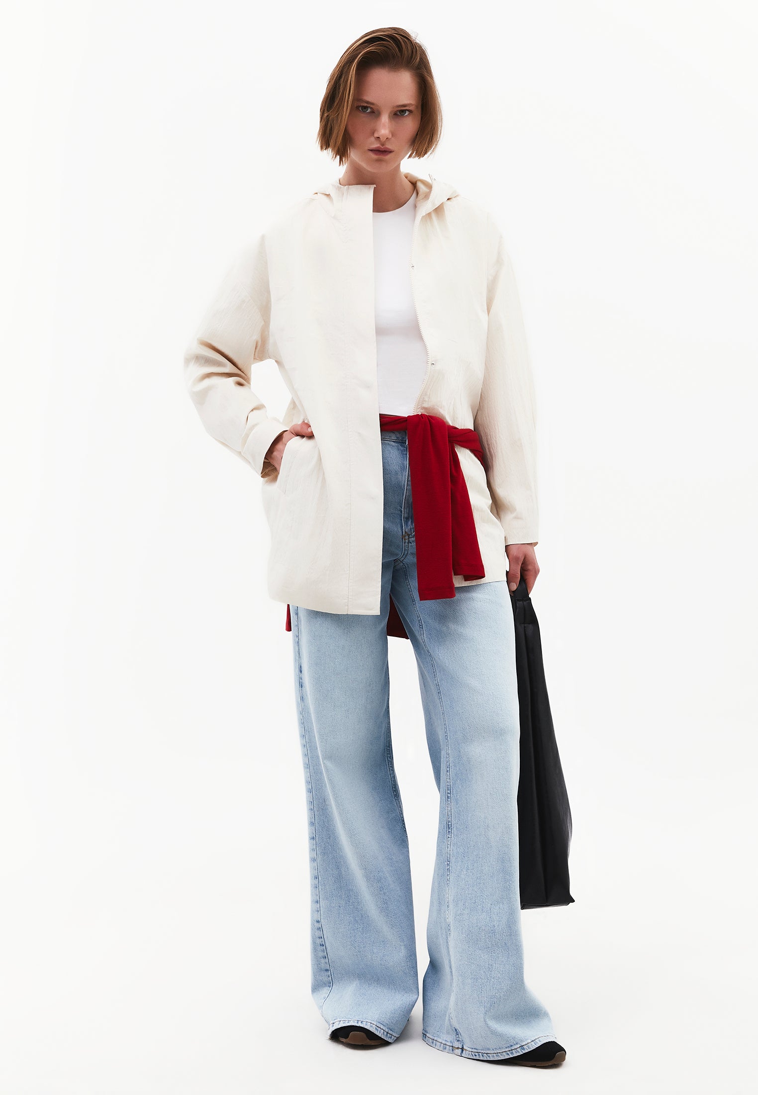 Hooded Jacket With Multiple Pocket Details - ALMOND MILK