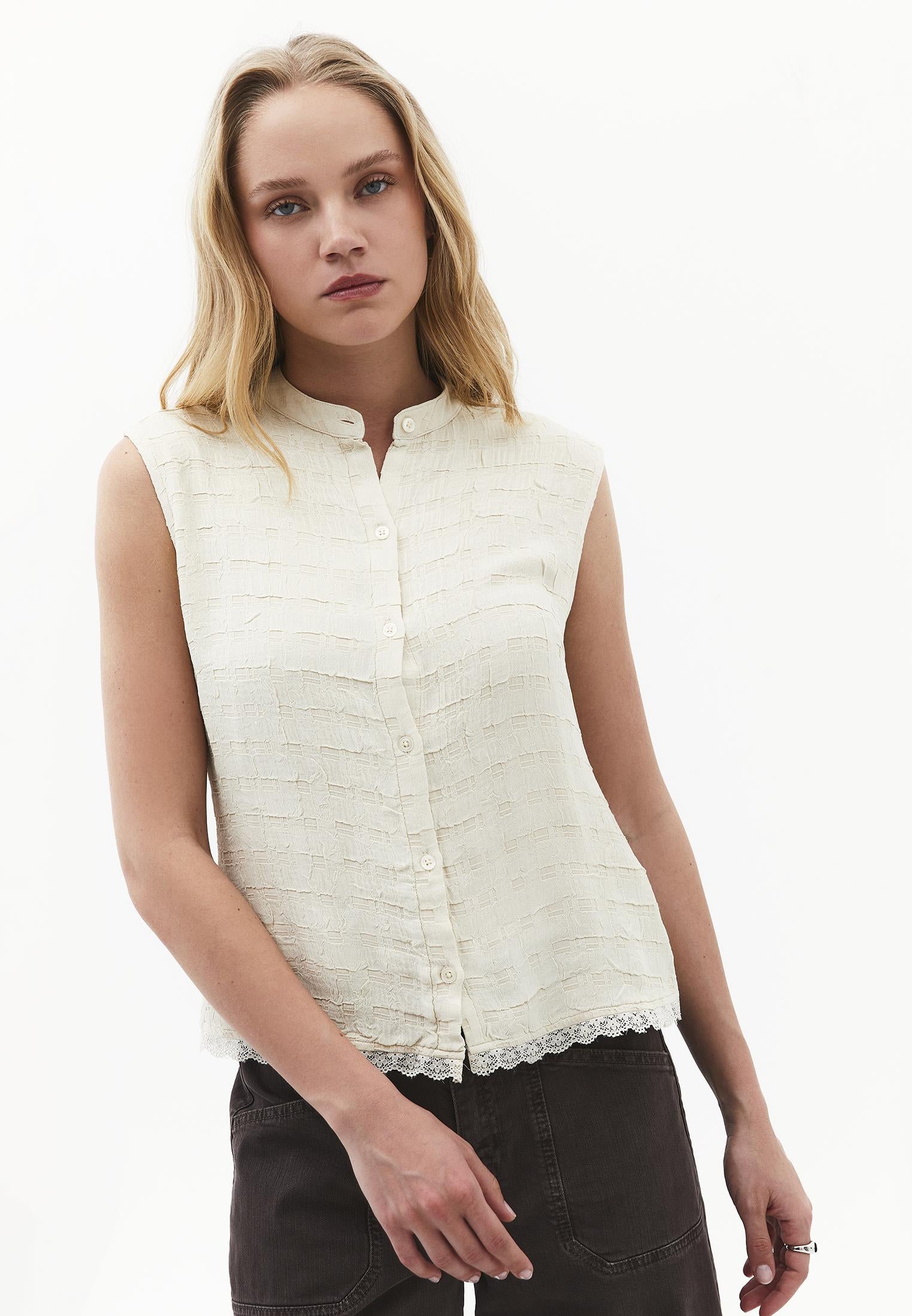 Bohemian Style Midi Blouse - ALMOND MILK