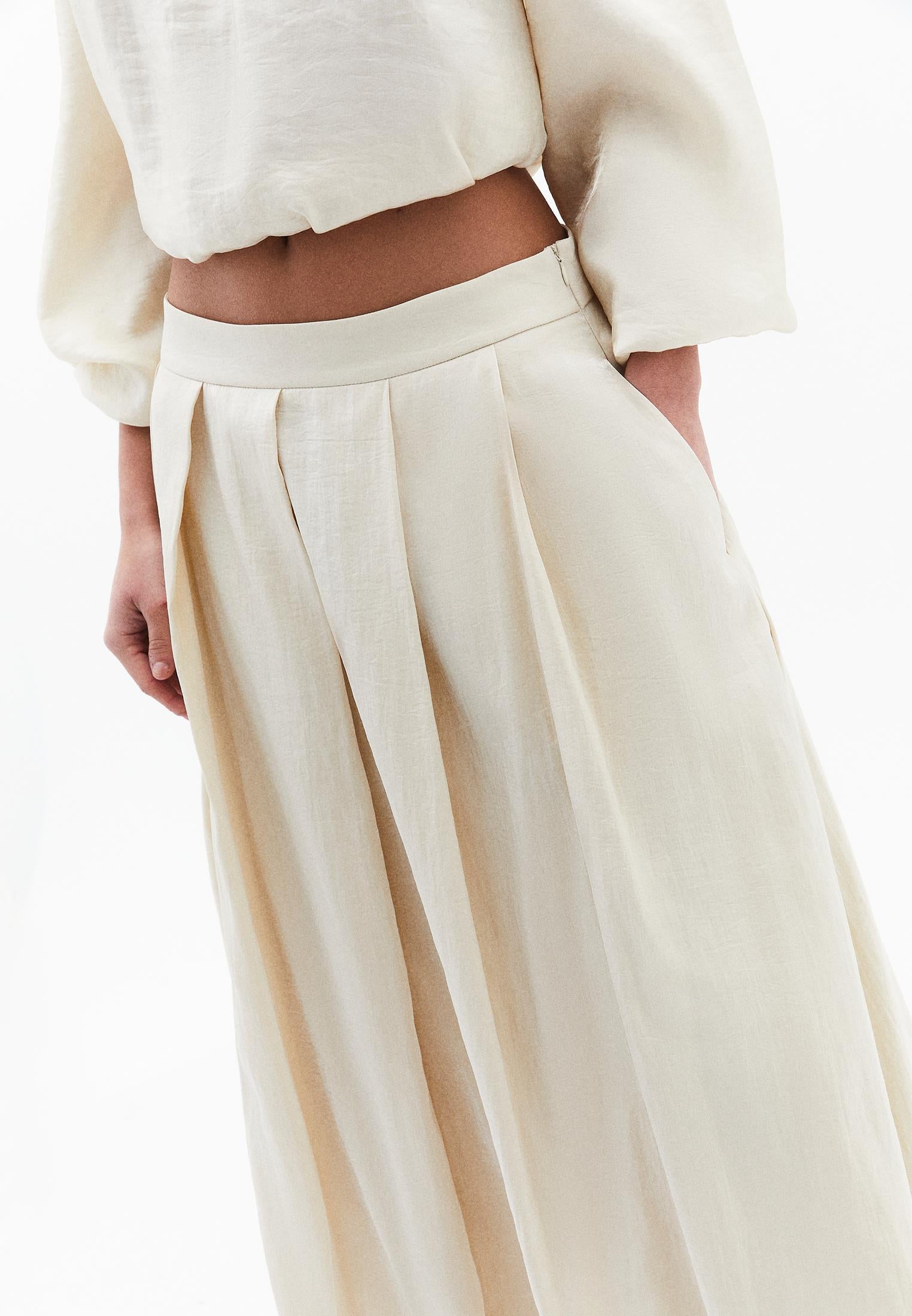 Balloon Shape Long Skirt - ALMOND MILK