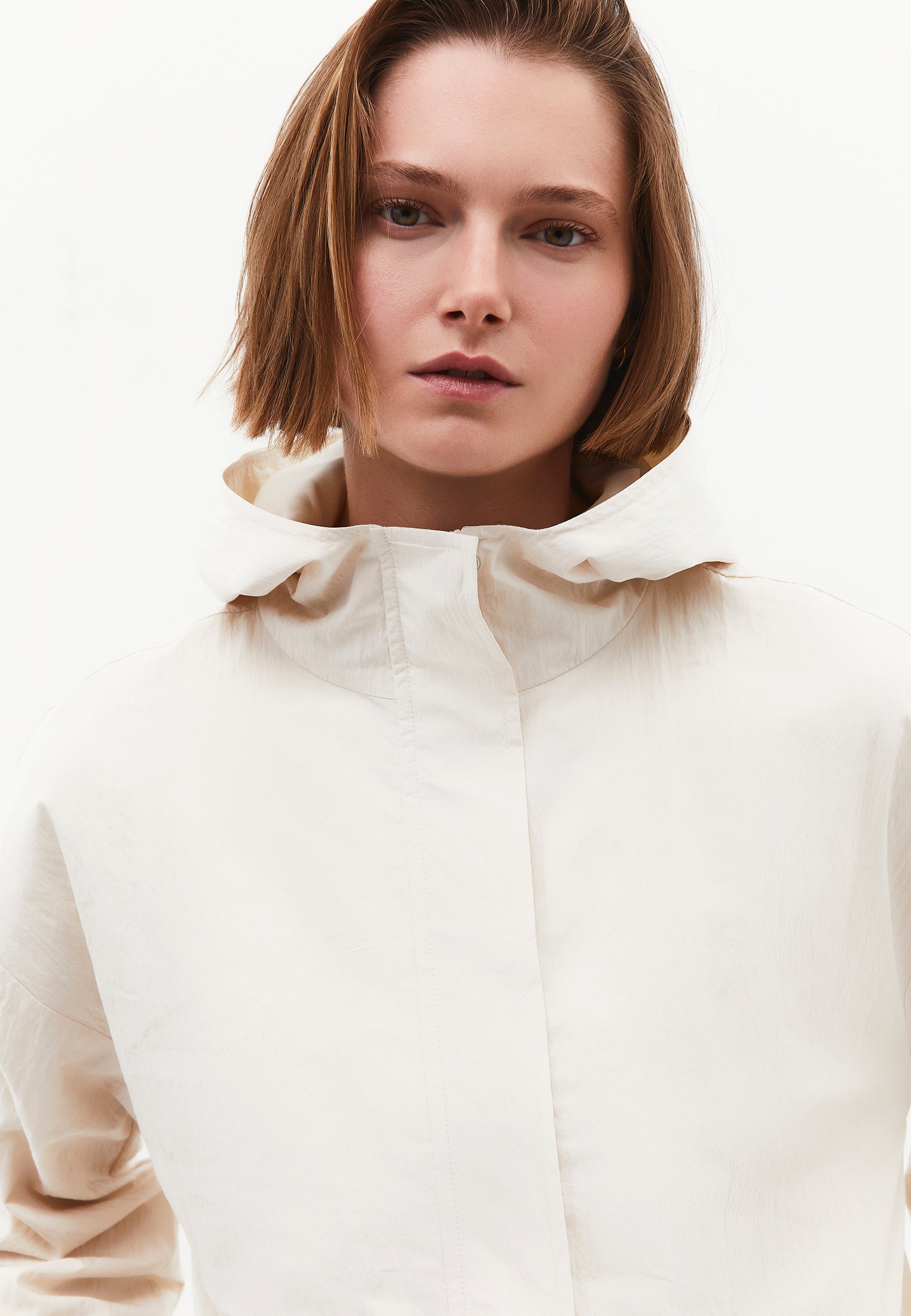 Hooded Jacket With Multiple Pocket Details - ALMOND MILK