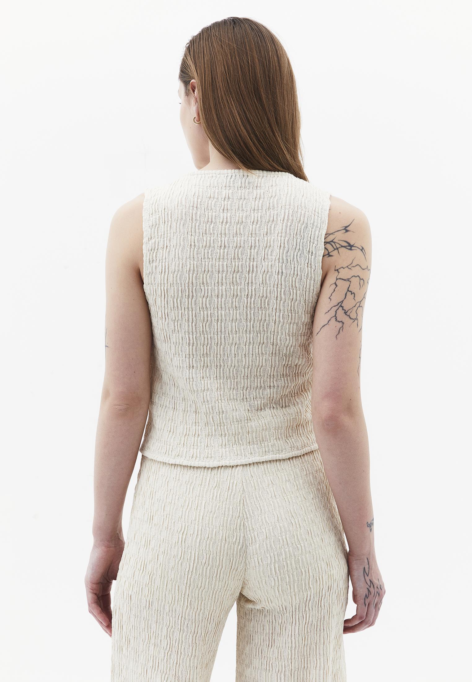 V Neck Closed Form Vest - ALMOND MILK