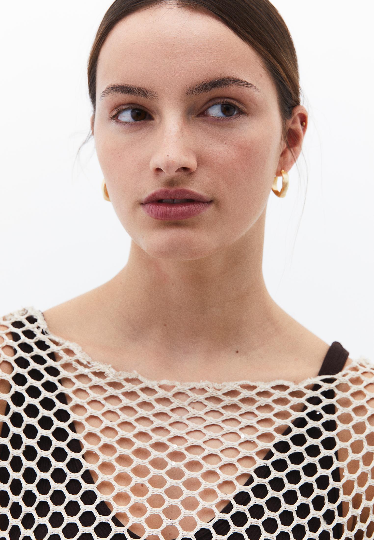 Oversize Boat Neck Tunic Blouse - ALMOND MILK