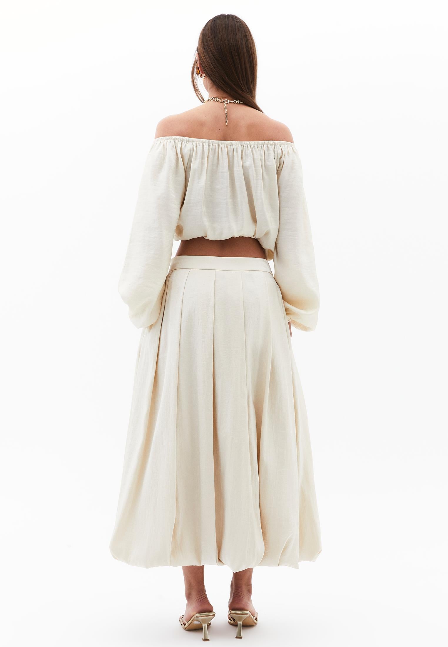 Balloon Shape Long Skirt - ALMOND MILK