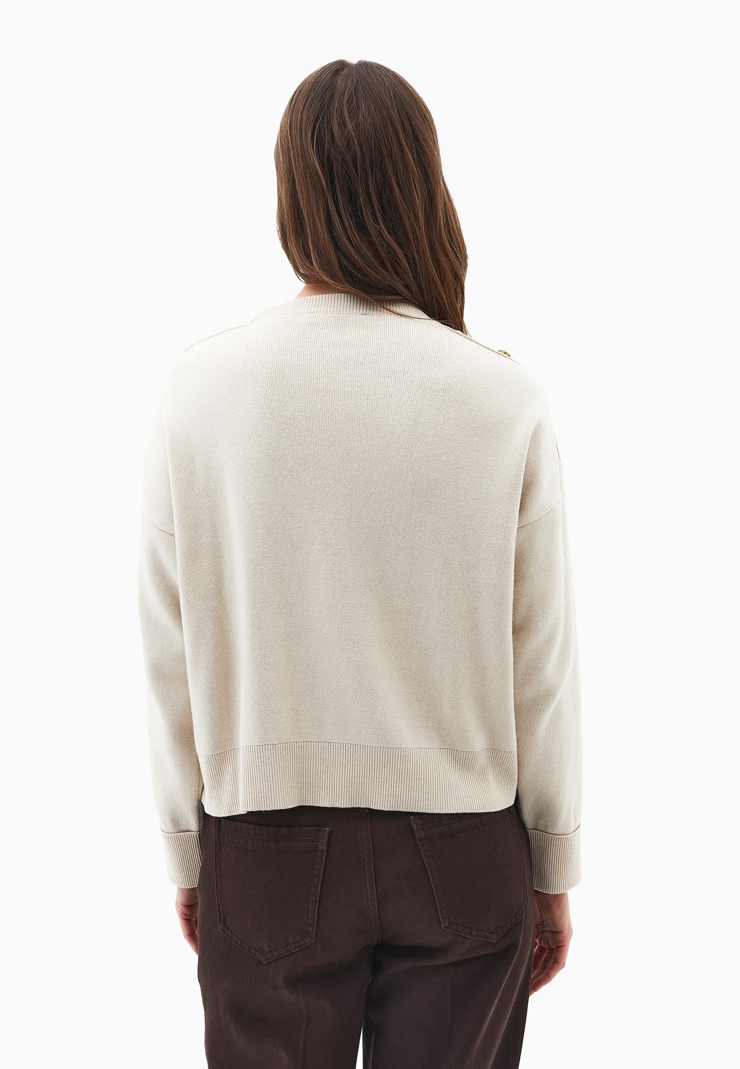 Viscose Sweater With Round Neck - ALMOND MILK