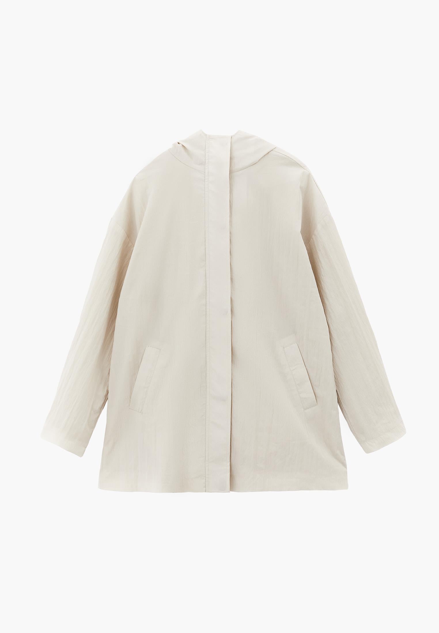 Hooded Jacket With Multiple Pocket Details - ALMOND MILK