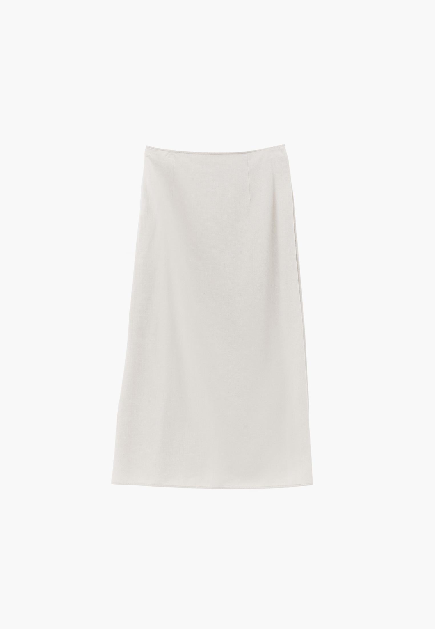 Long Belted A-Line Skirt - ALMOND MILK