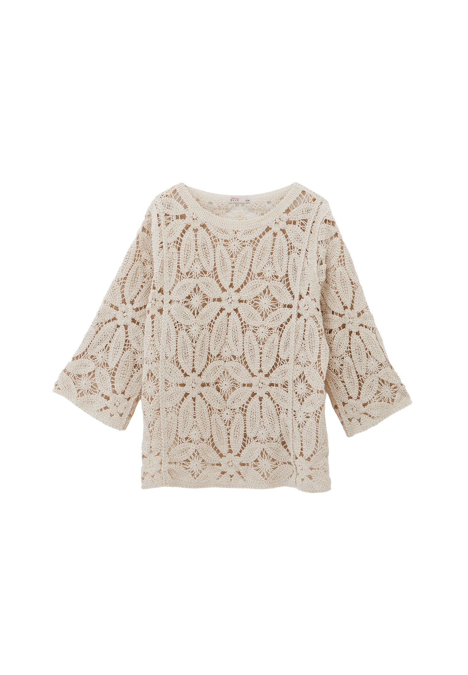 Blouse With Ajour Details - ALMOND MILK