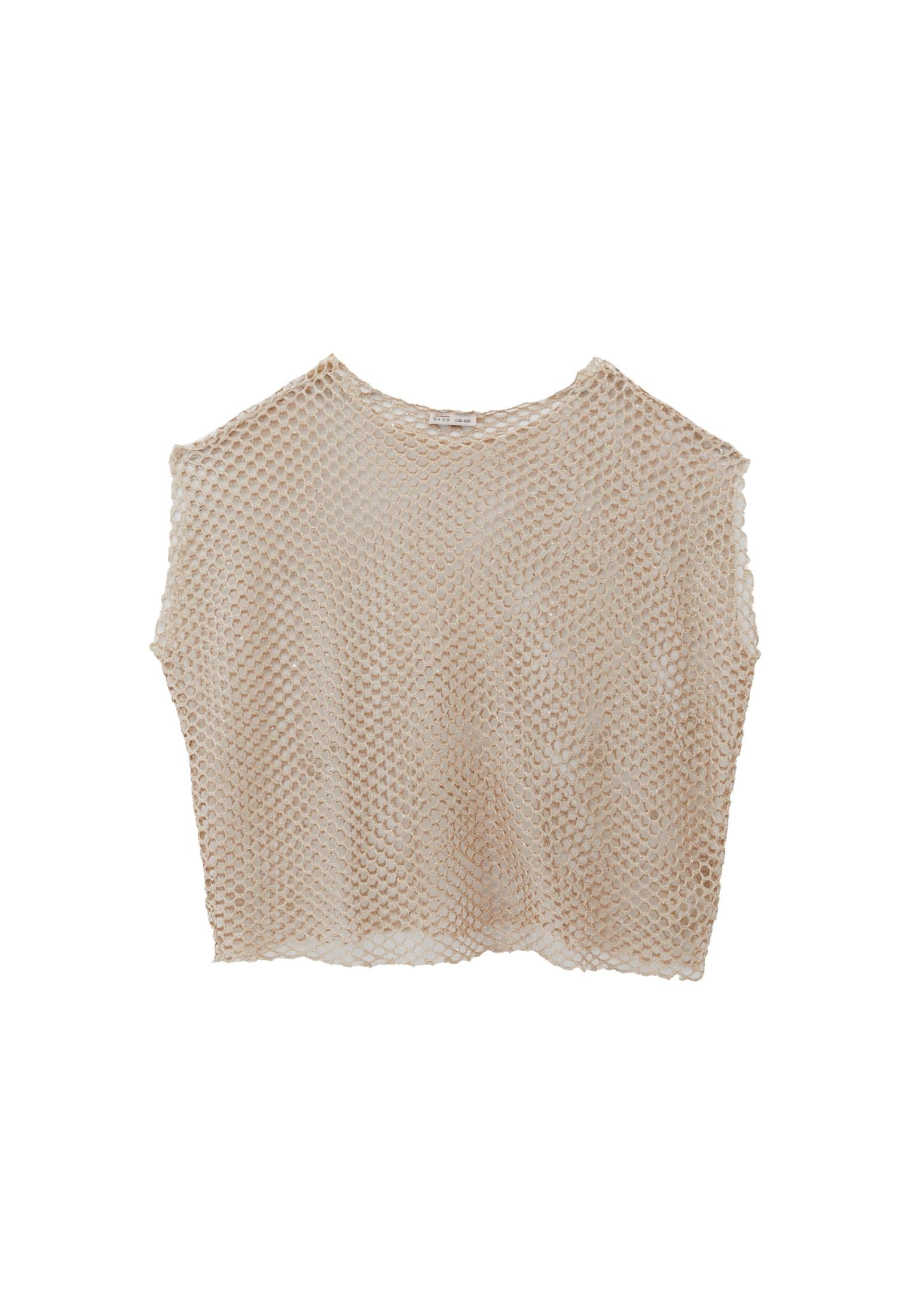 Oversize Tunic Blouse Boat Neck - ALMOND MILK