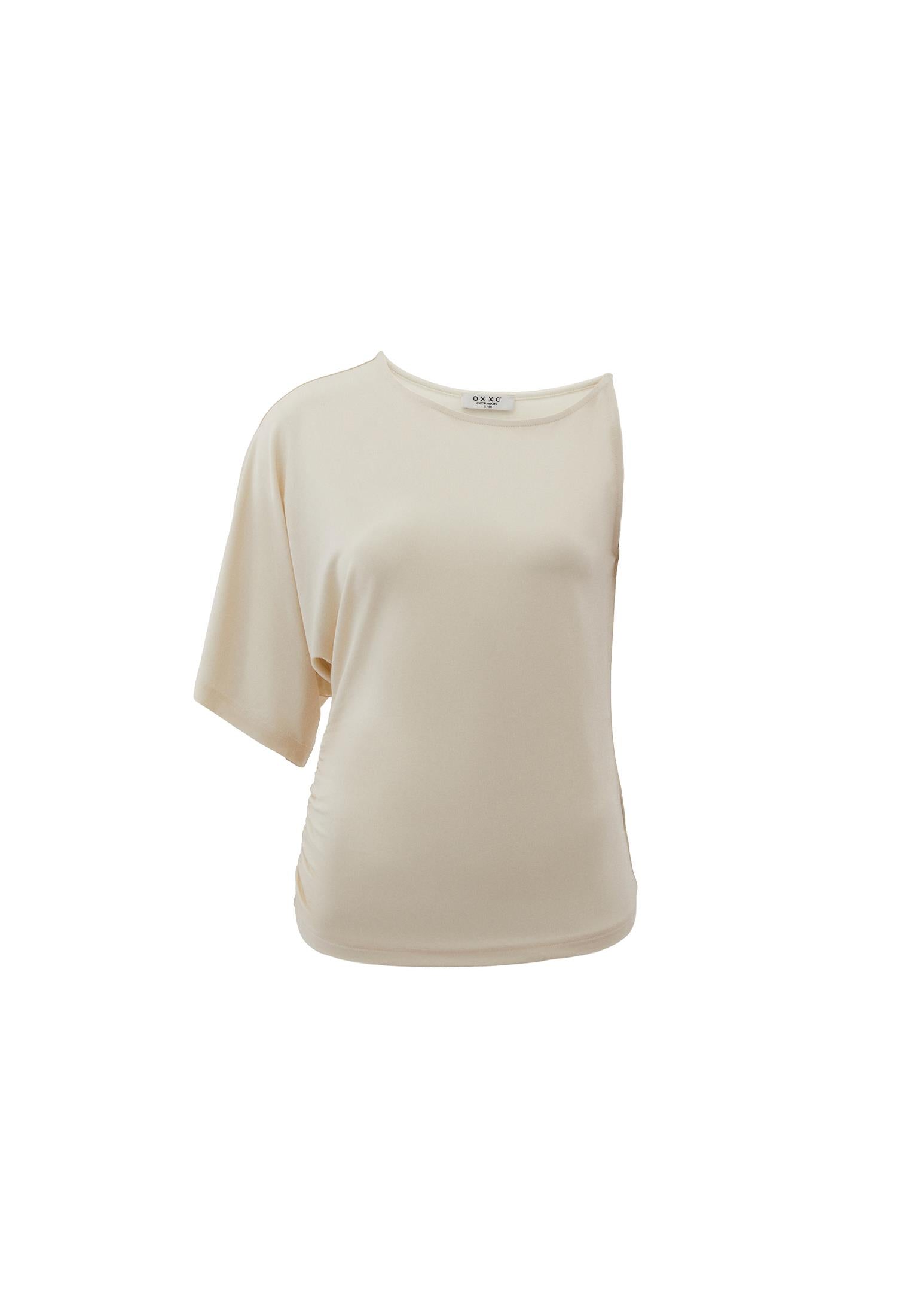 Asymmetric Slim Tank Top - ALMOND MILK