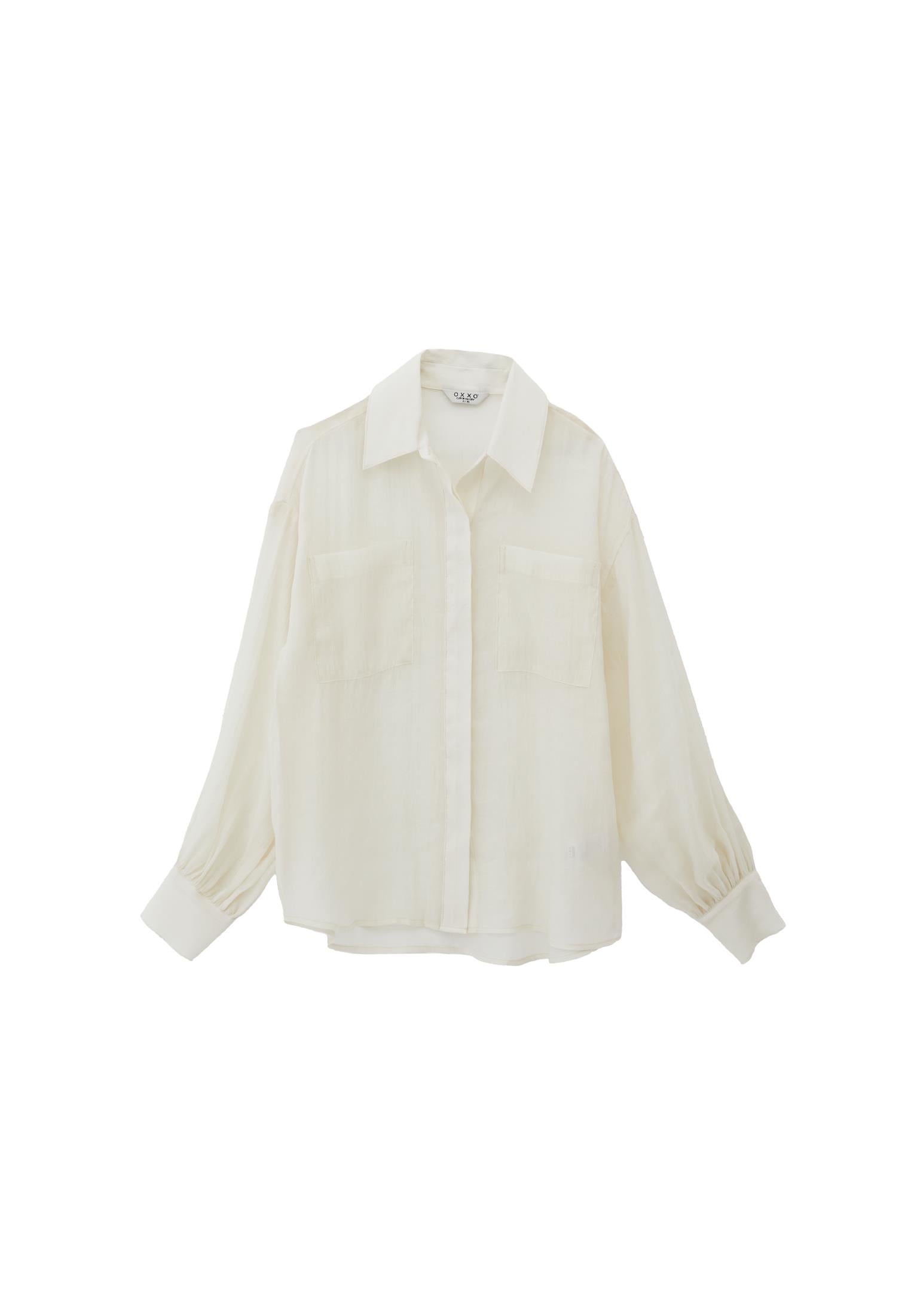 Loose Fit Long Sleeve Buttoned Shirt - ALMOND MILK