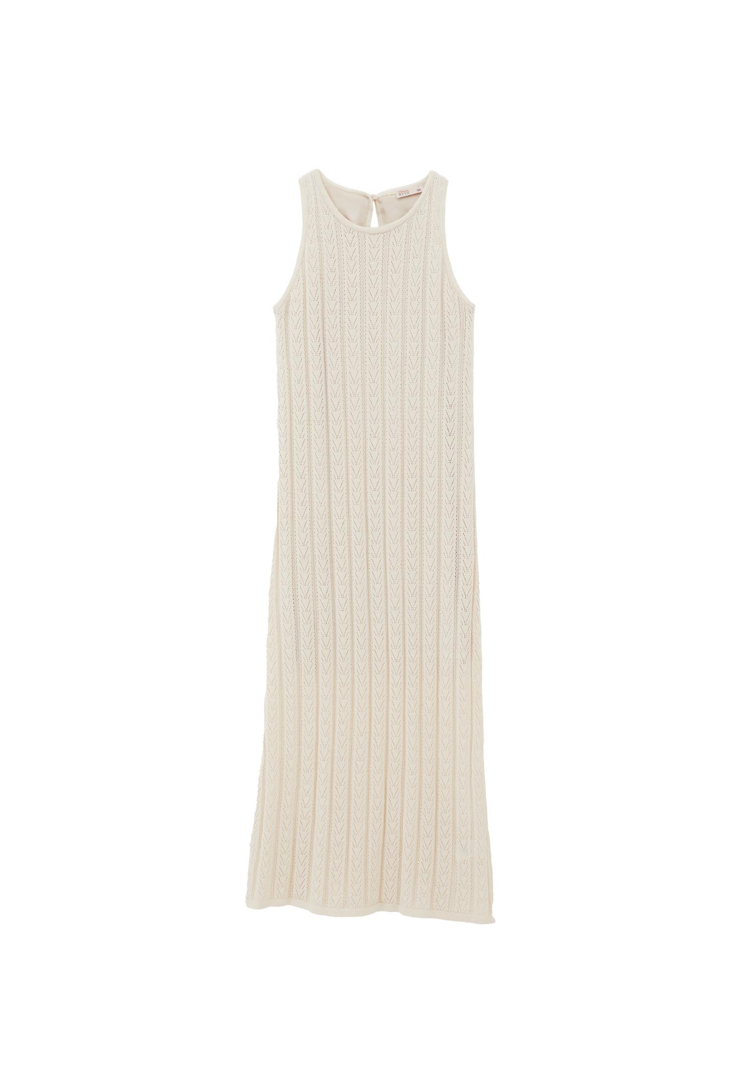Long Dress With Ruffle Details - ALMOND MILK