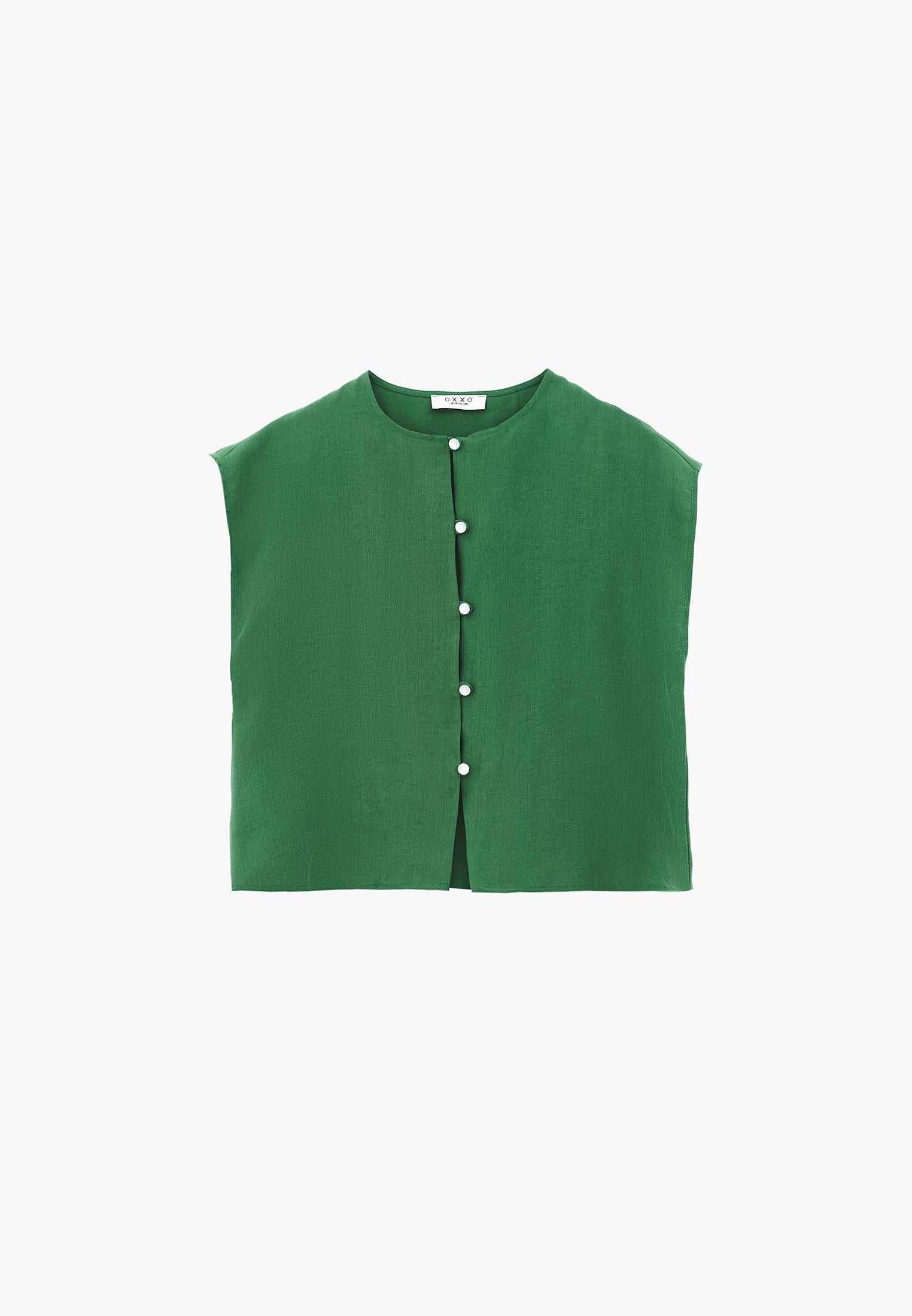 Loose Blouse With Boat Neck And Button Details - AMAZON