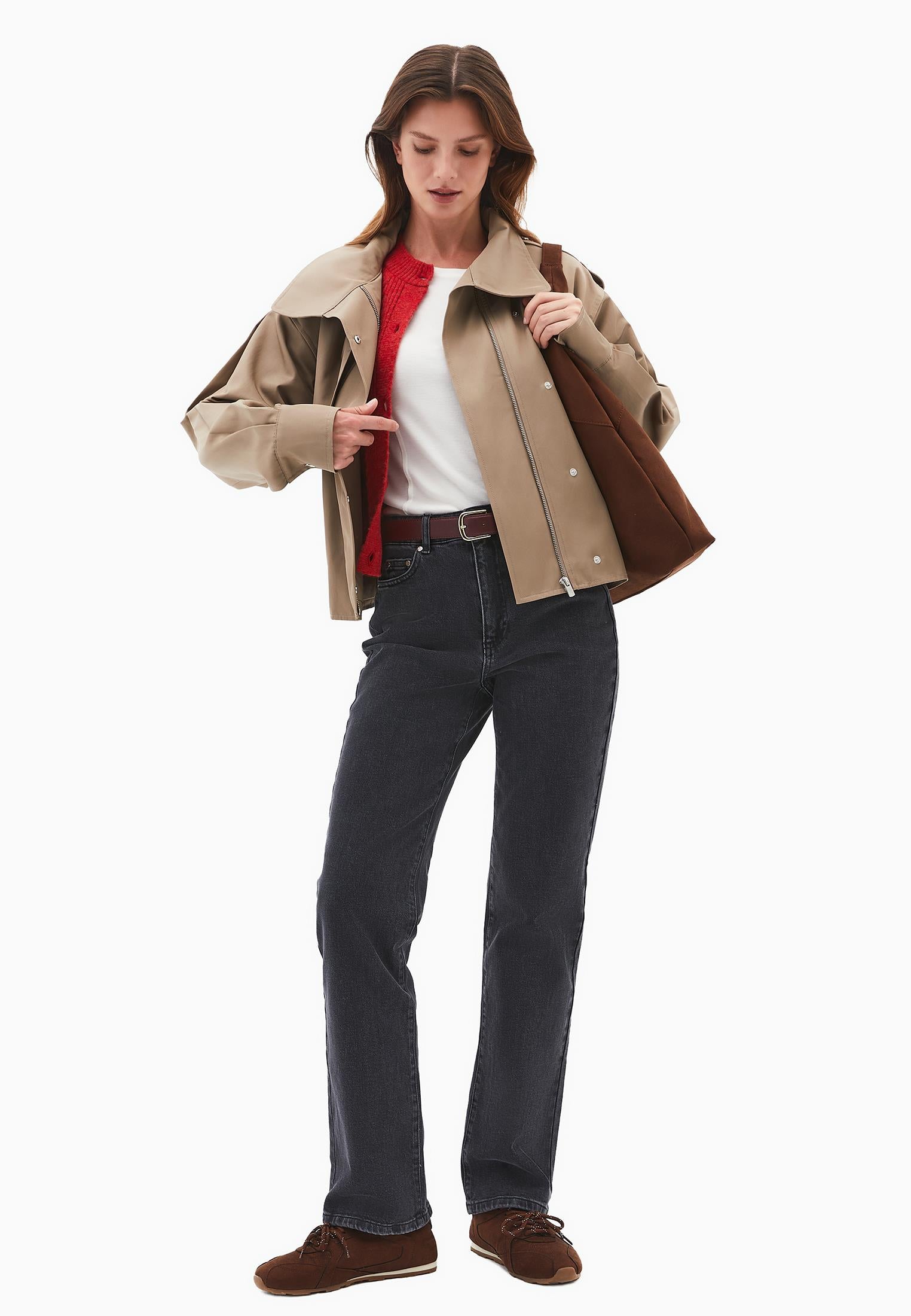 Crew Neck Cardigan With Knit Details - AMERICAN BEAUTY