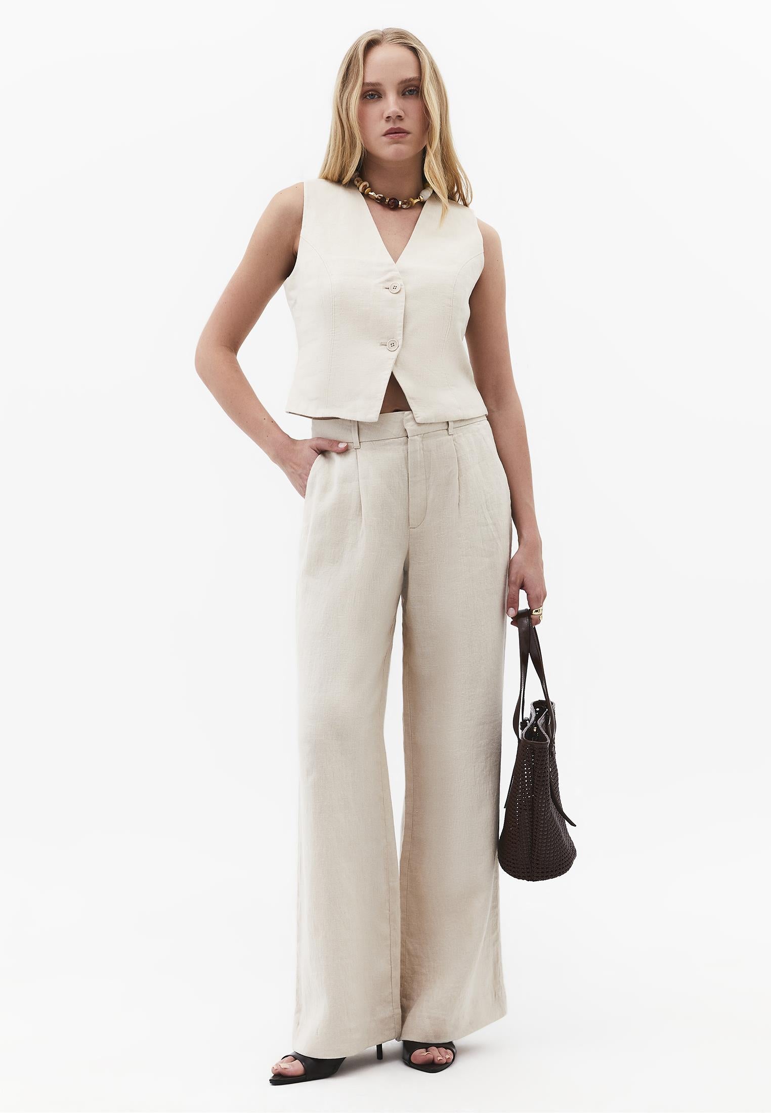 Pleated Wide Leg Pants - ANCIENT SCROLL
