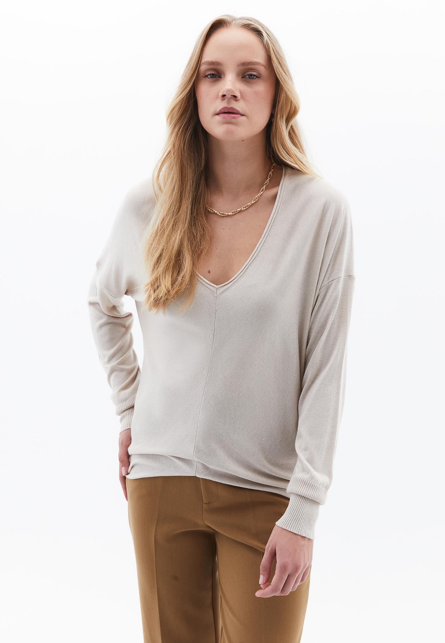 V Neck Long Sleeve Knitwear - ANCIENT SCROLL