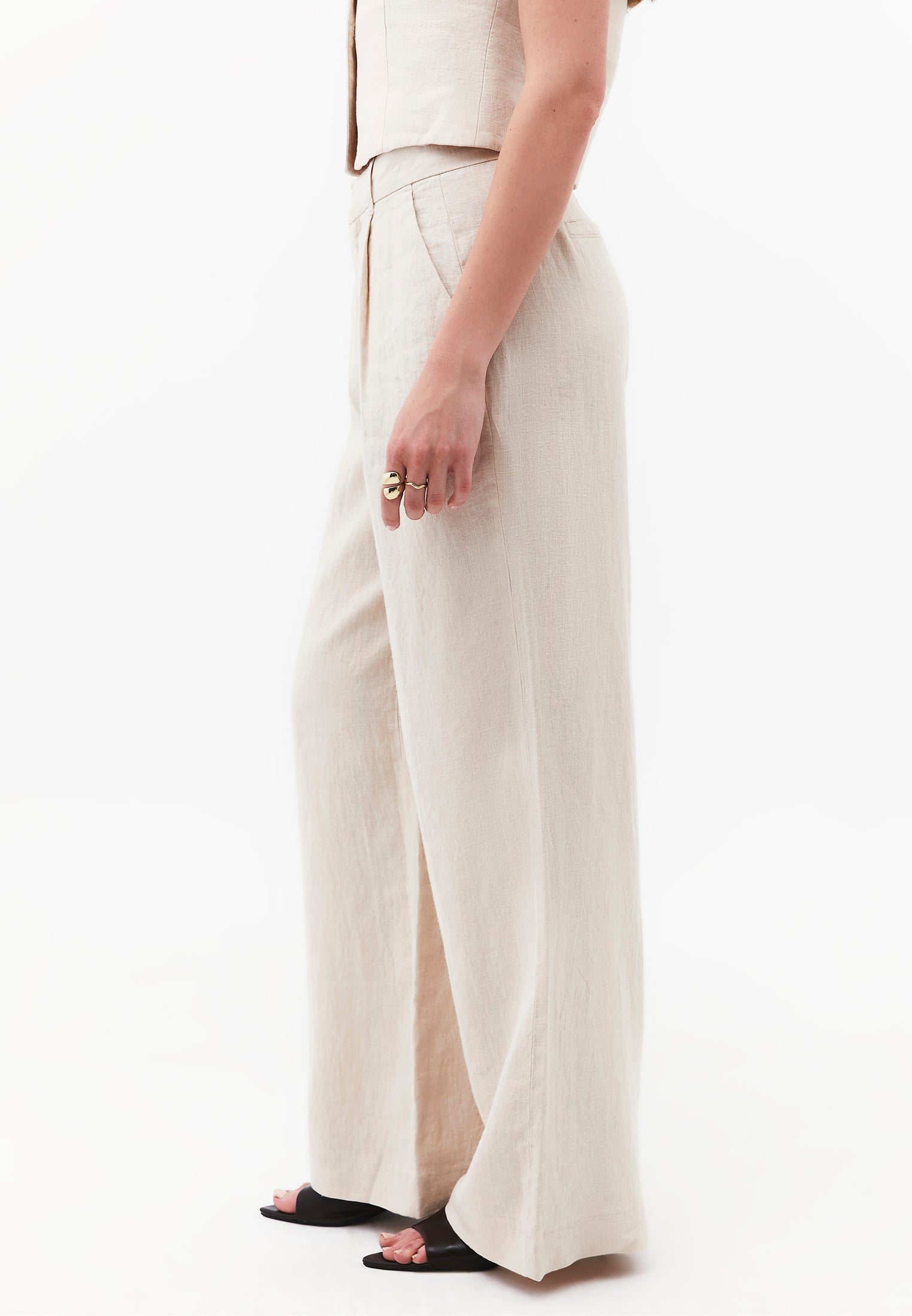 Pleated Detail Regular Waist Wide Leg Pants - ANCIENT SCROLL