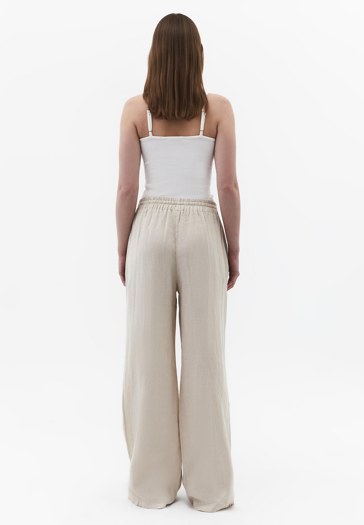 Wide Leg Ultra High Waist Tie Pants - ANCIENT SCROLL