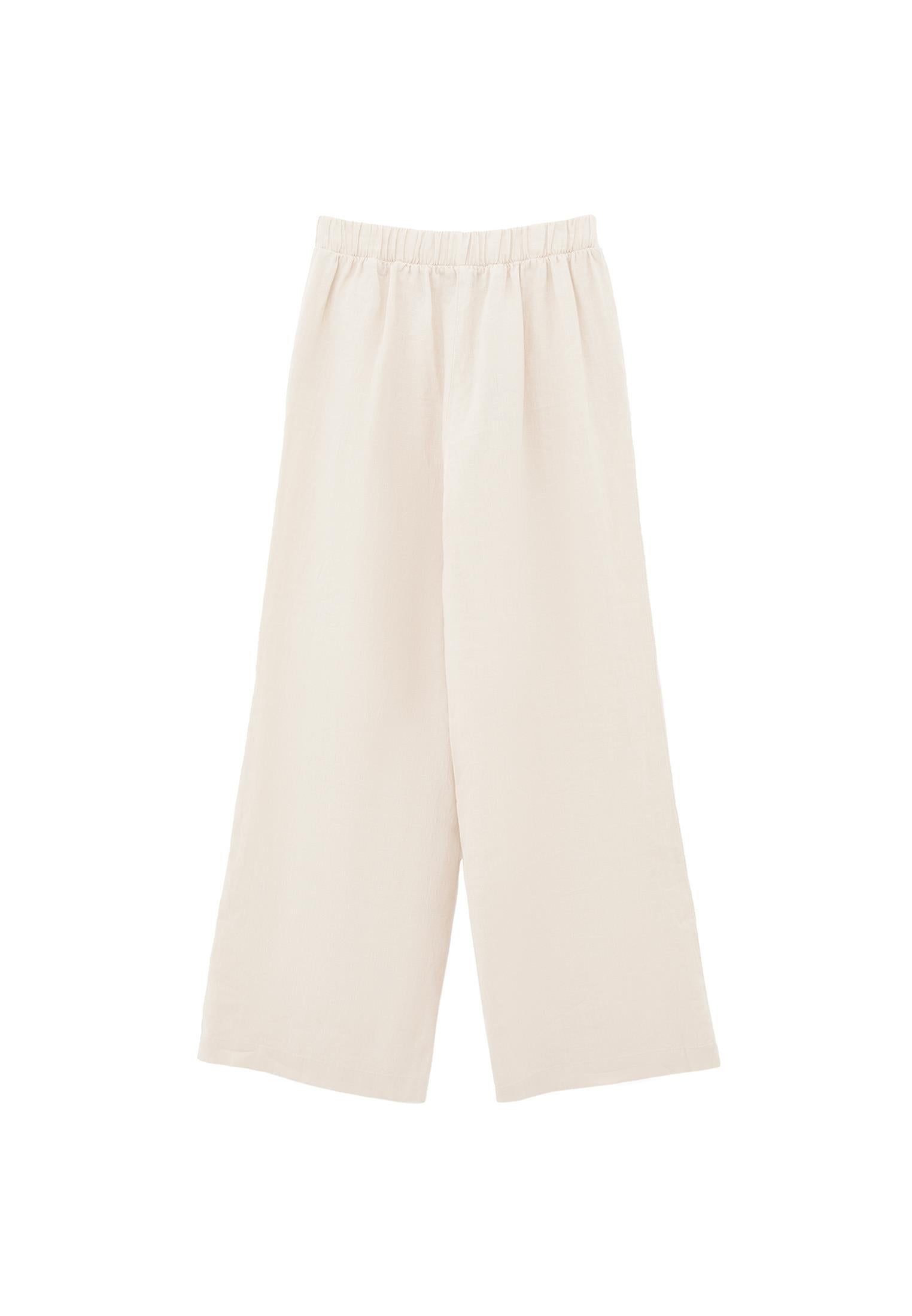 High Waist Belted Linen Wide Leg Pants - ANCIENT SCROLL