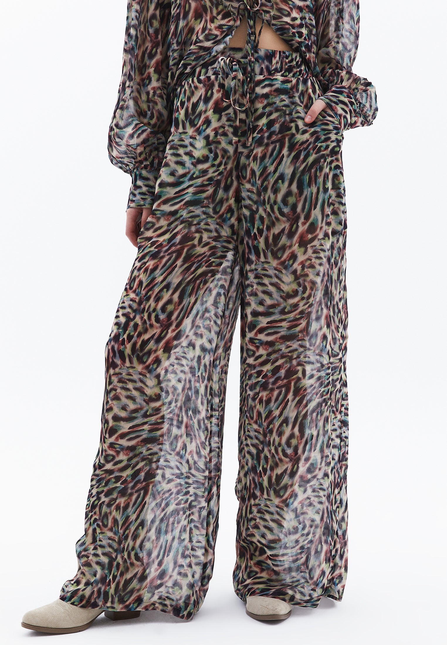 Wide Leg High Waist Pants - ANIMAL COMB