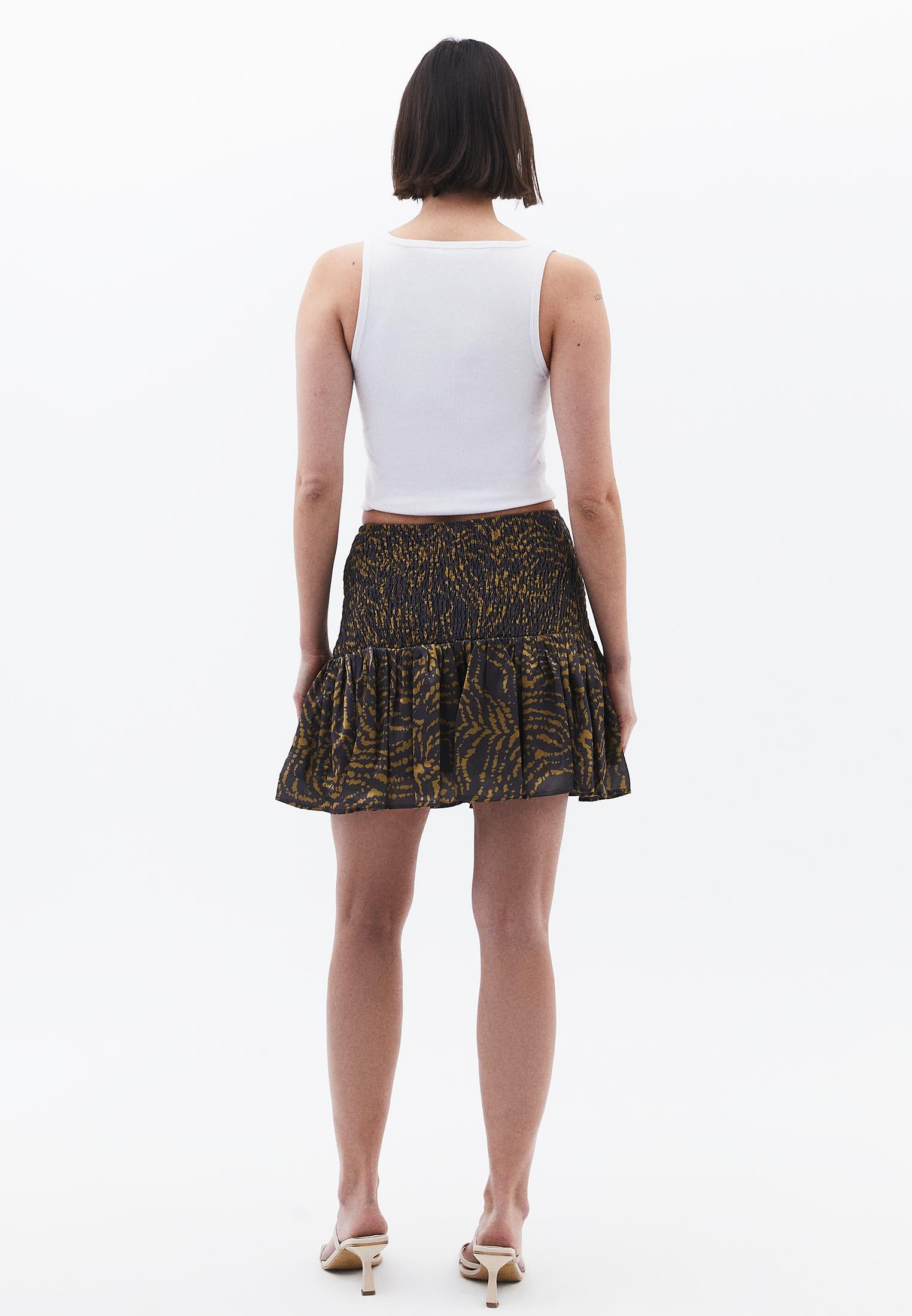Shirred Short Skirt - ANIMAL COMB