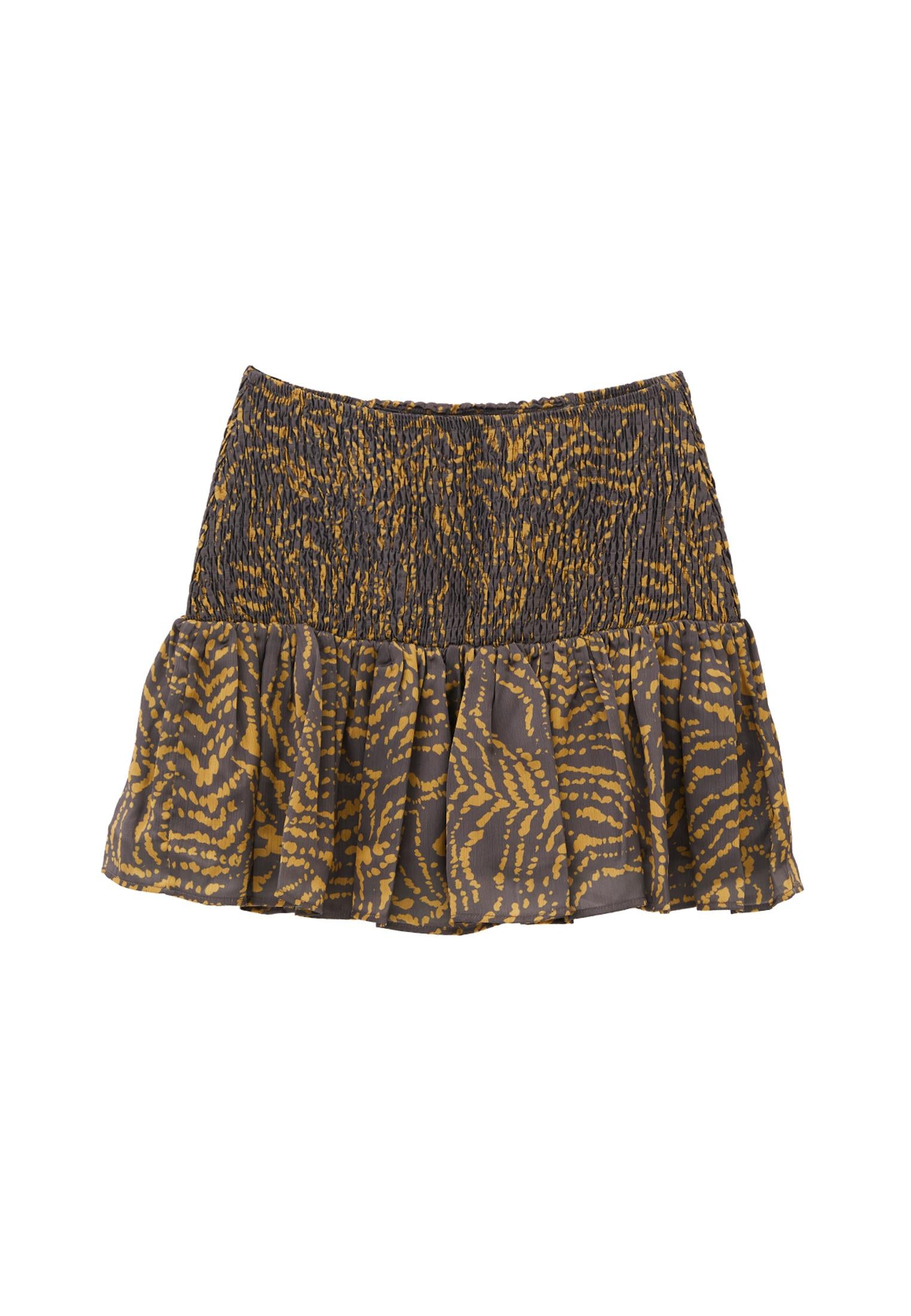 Shirred Short Skirt - ANIMAL COMB