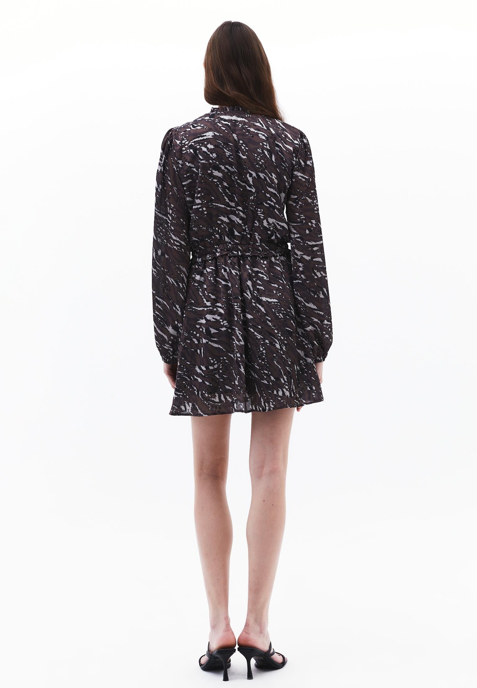Chiffon V Neck Dress - ANIMAL PRINT