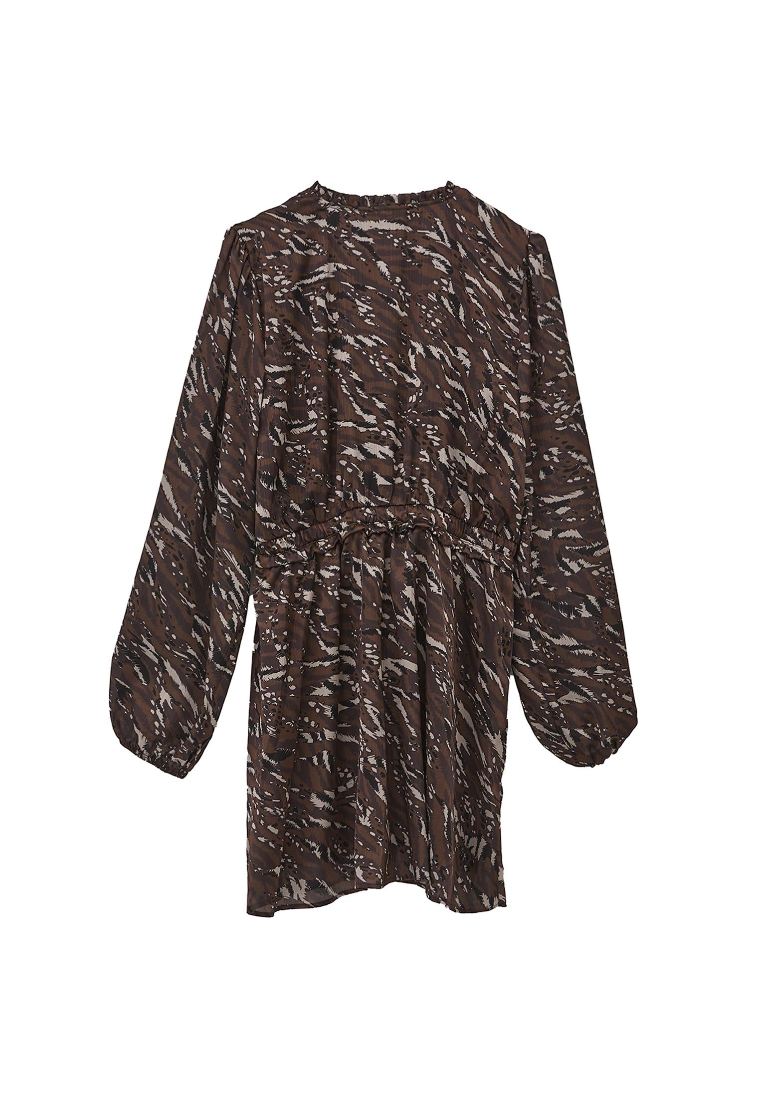Chiffon V Neck Dress - ANIMAL PRINT