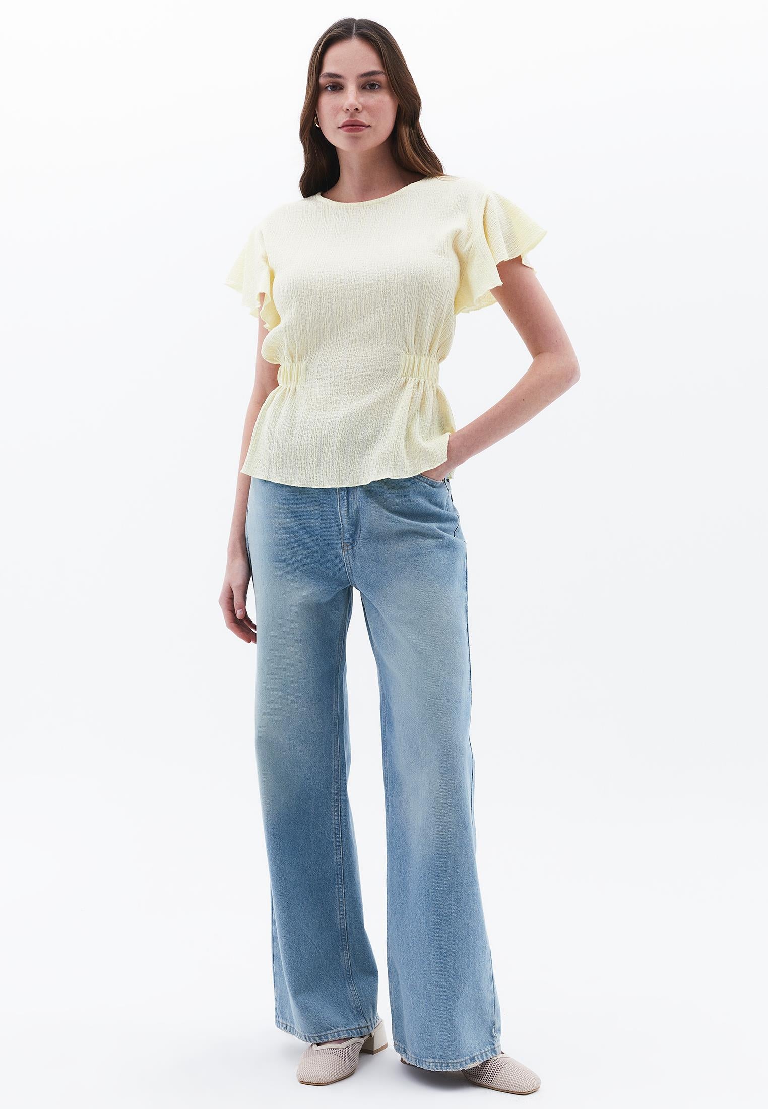 Butterfly Sleeve Standard Blouse - ANISE FLOWER