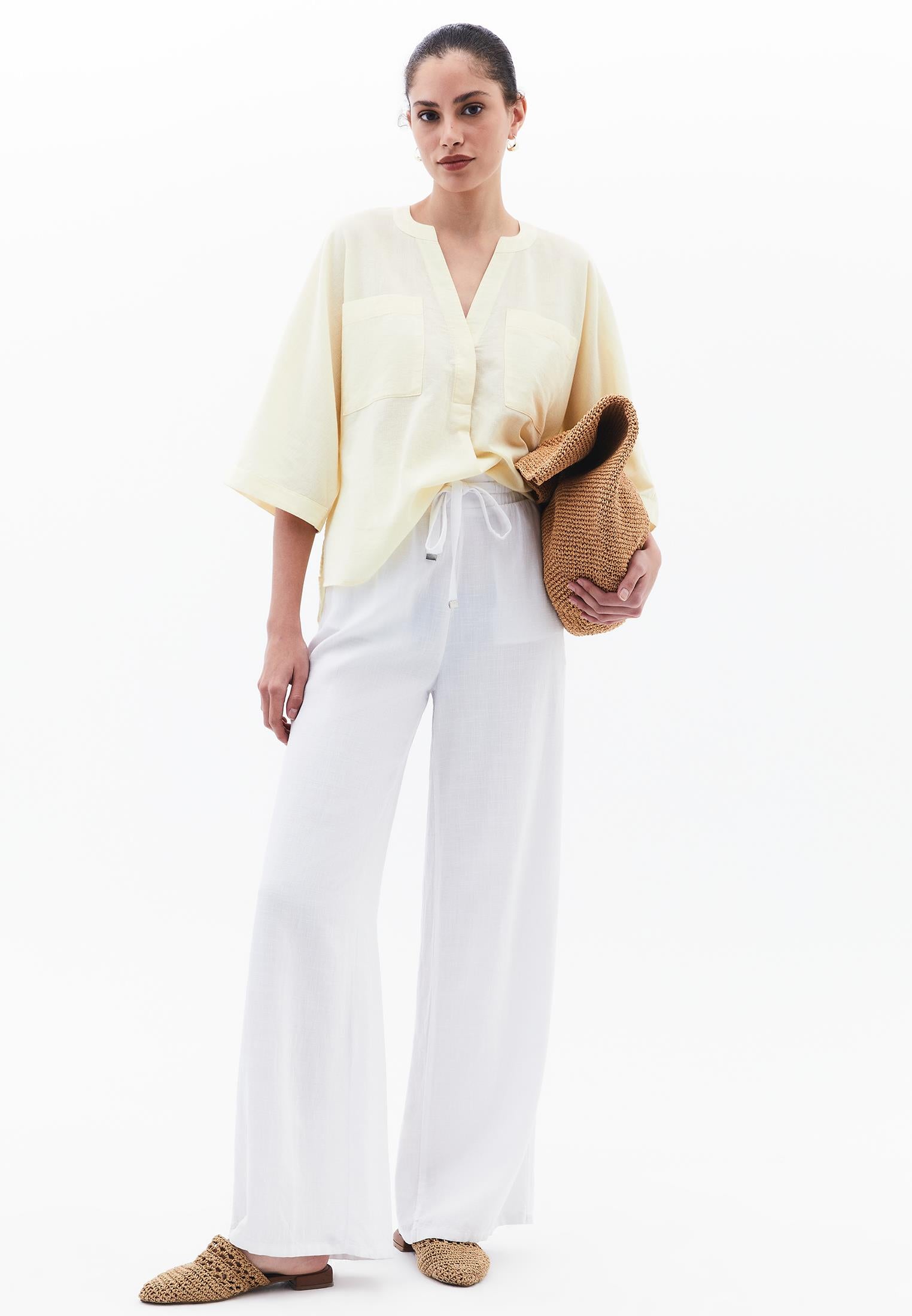 3/4 Sleeve Cotton Shirt - ANISE FLOWER