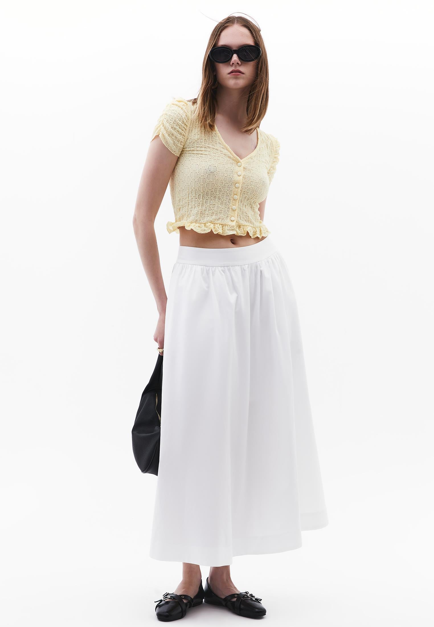 V Neck Short Sleeve Blouse - ANISE FLOWER