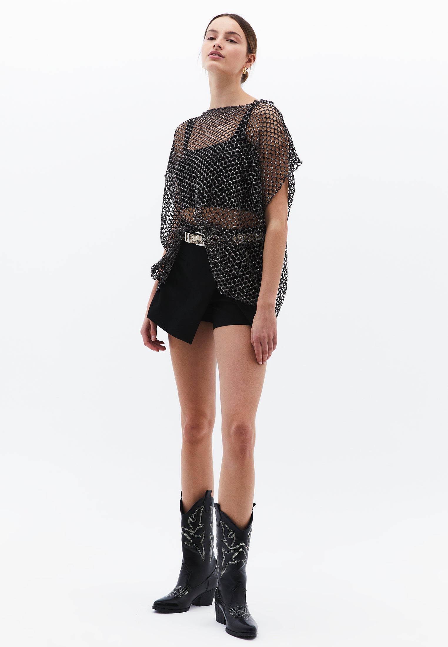 Oversize Tunic Blouse Boat Neck - ANTHRA MELANGE