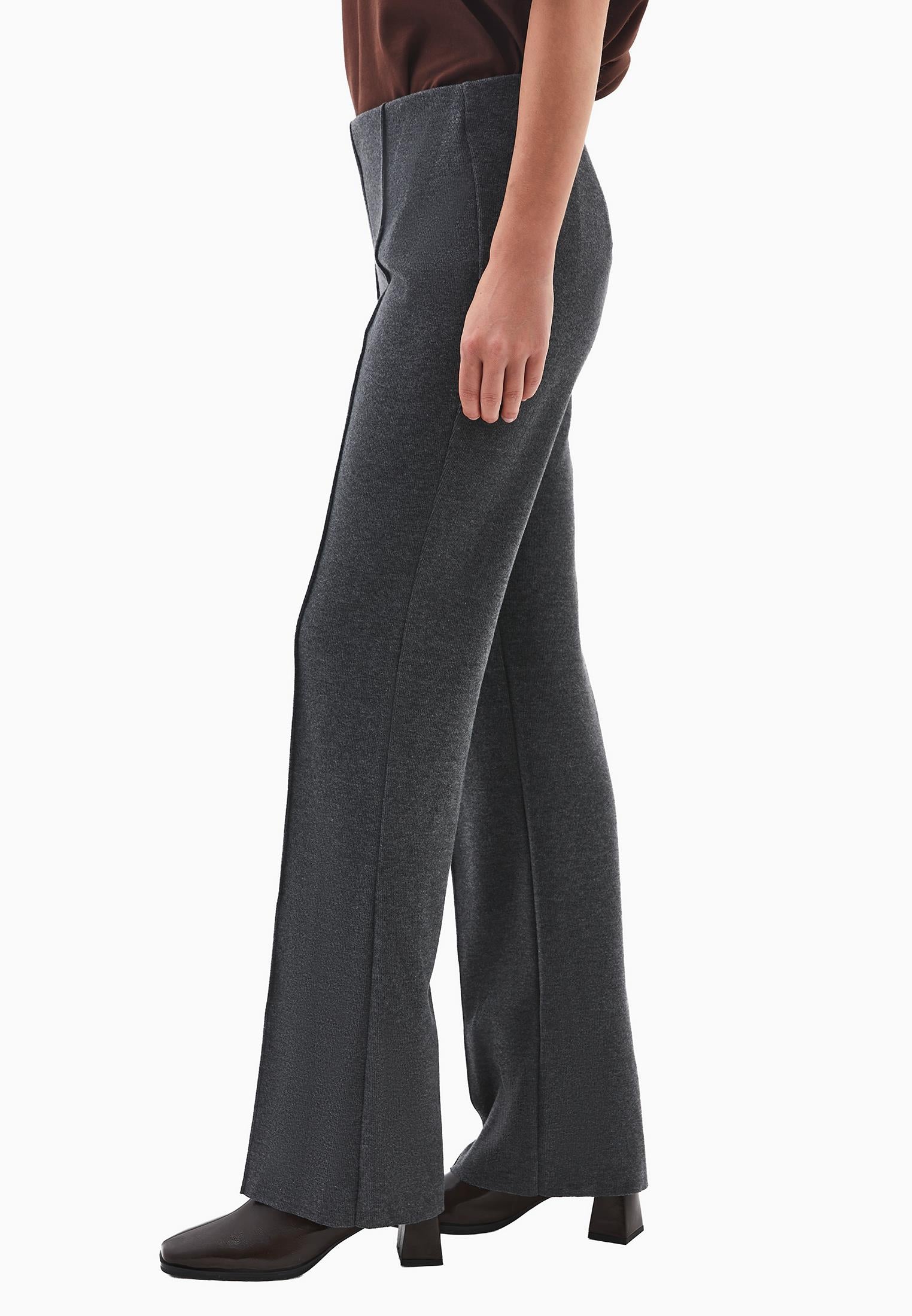 High Waist Flared Spanish Trousers - ANTHRA MELANGE