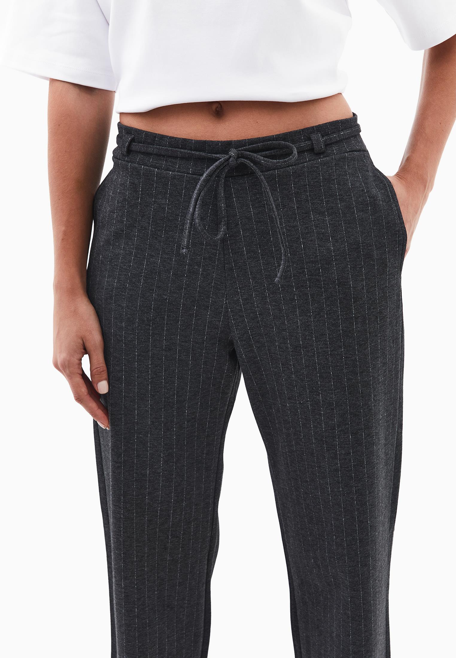 Straight Leg Viscose Pants - ANTHRA MELANGE