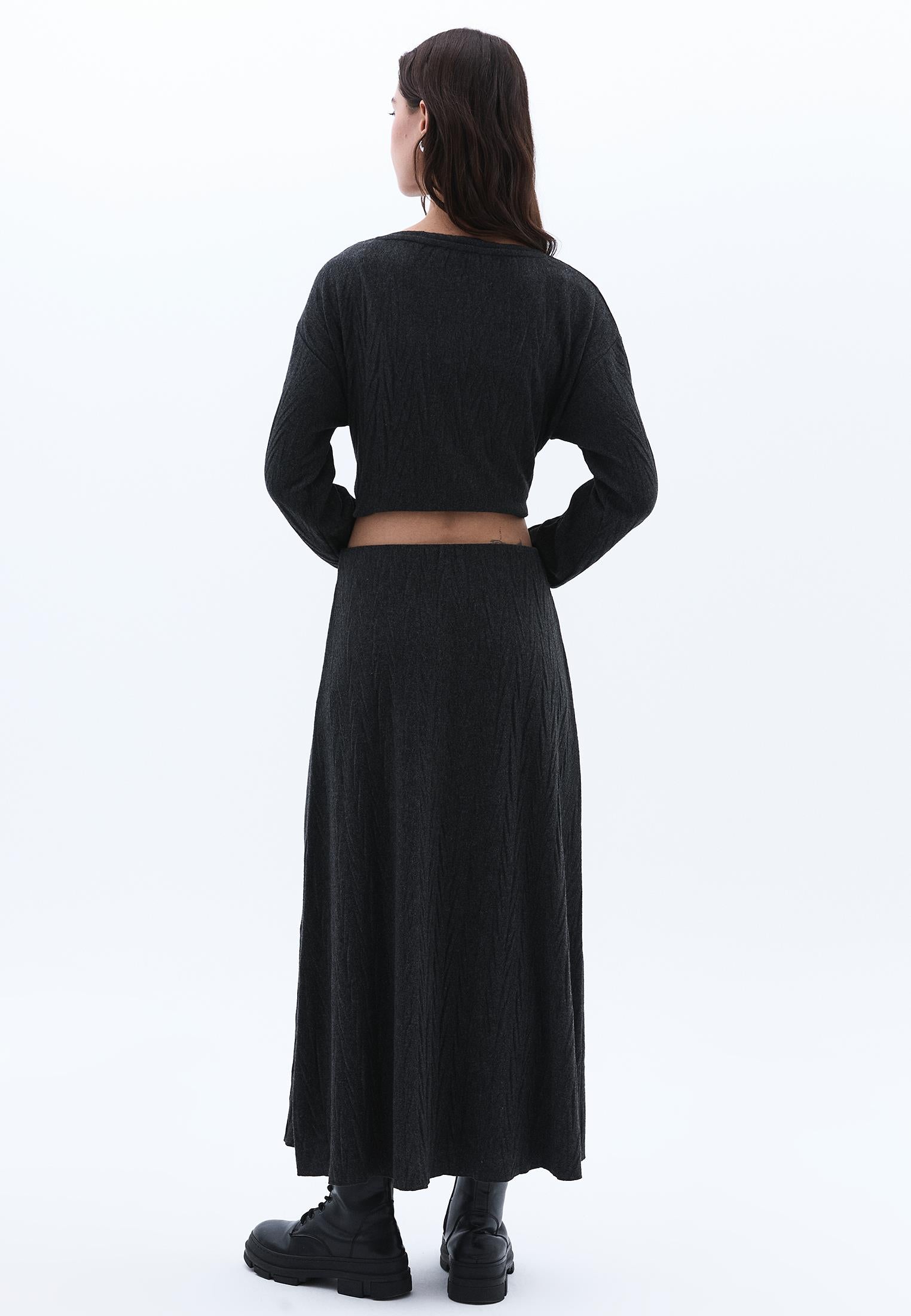 Midi Flared Skirt - ANTHRA MELANGE