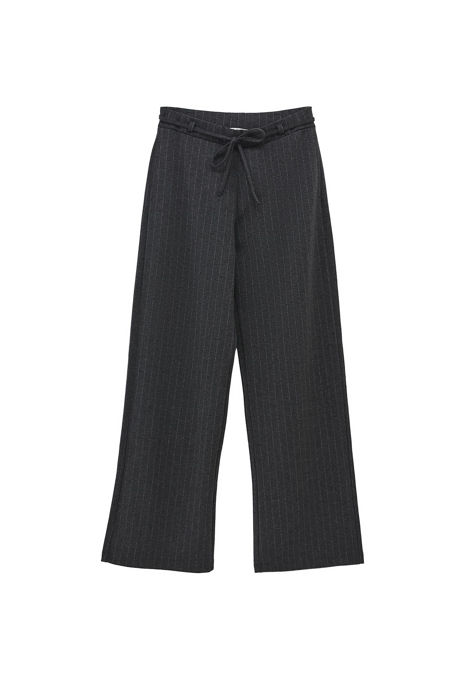 Straight Leg Viscose Pants - ANTHRA MELANGE