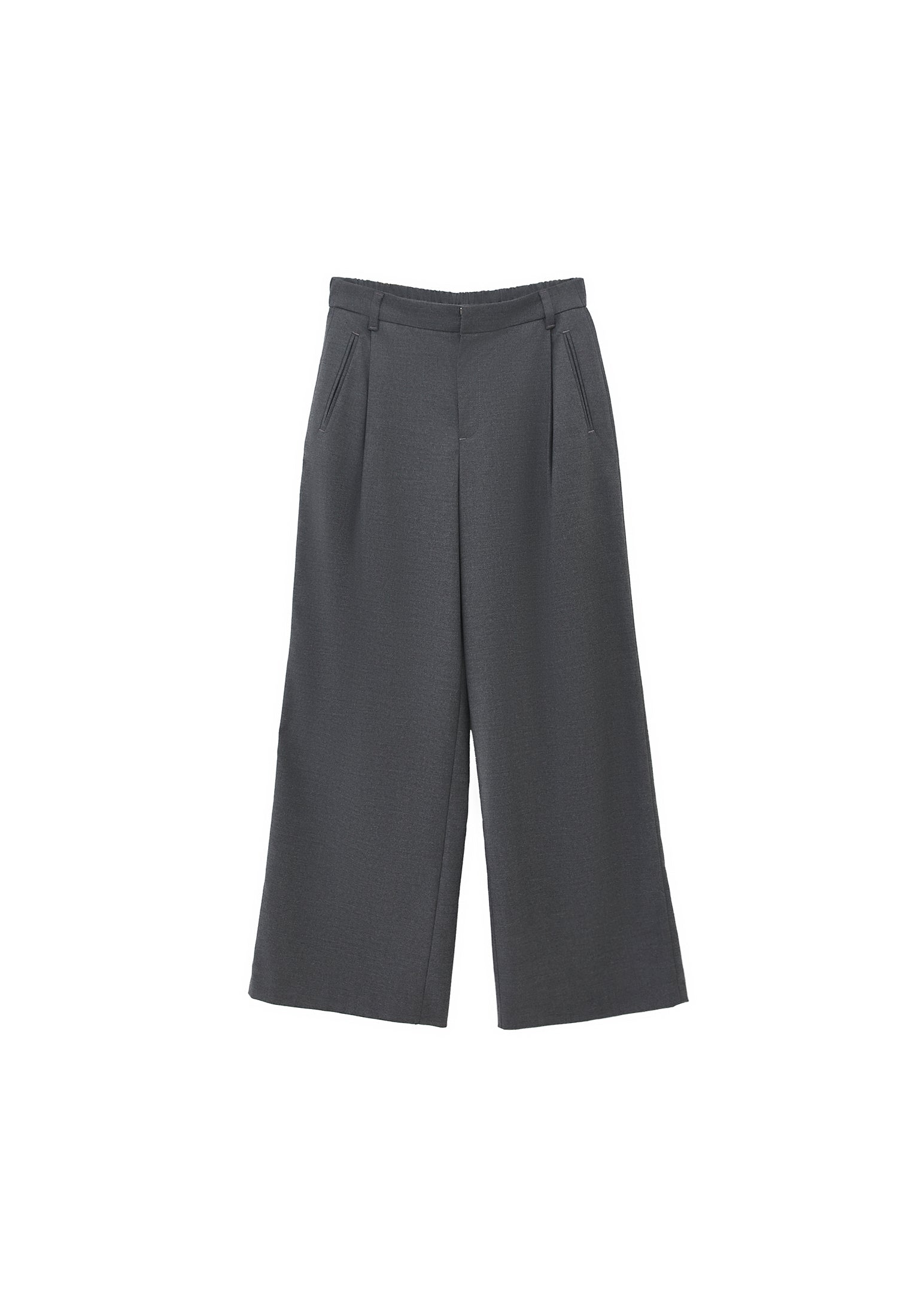Wide Leg High Waist Trousers - ANTHRA MELANGE