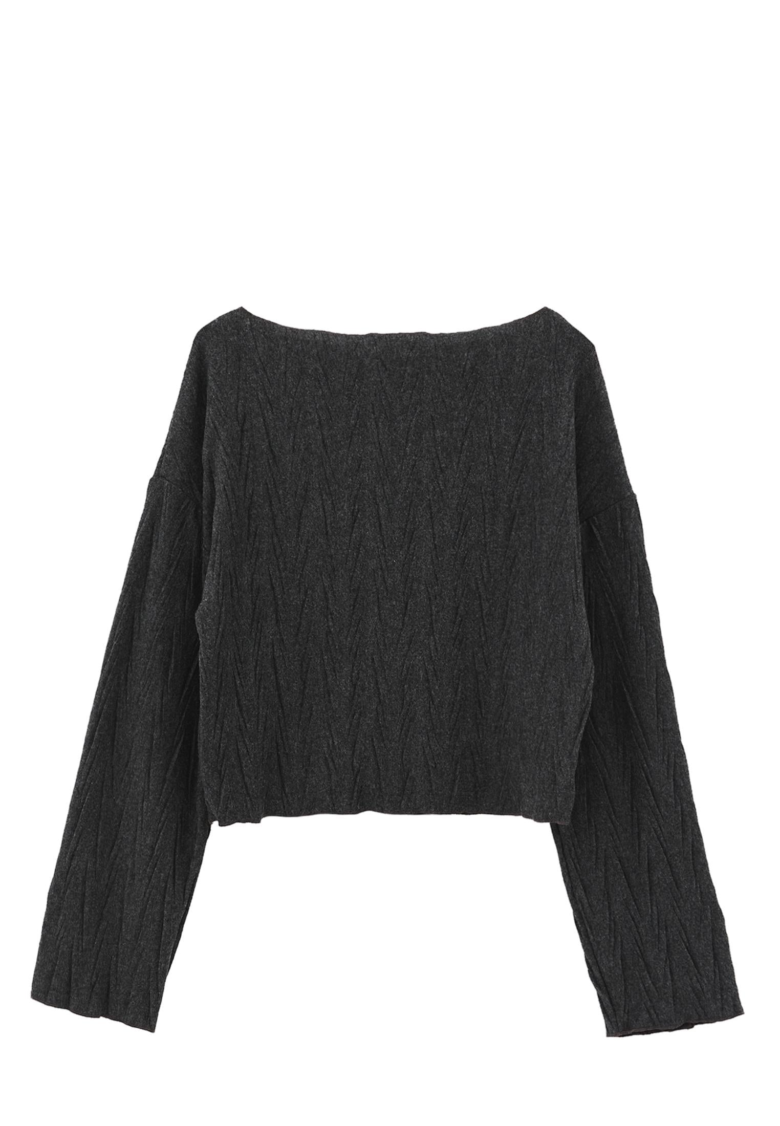 High Neck Long Sleeve Sweater - ANTHRA MELANGE