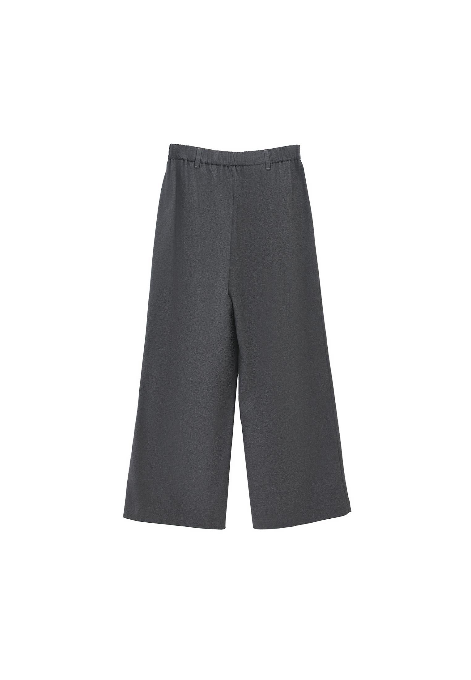 Wide Leg High Waist Trousers - ANTHRA MELANGE