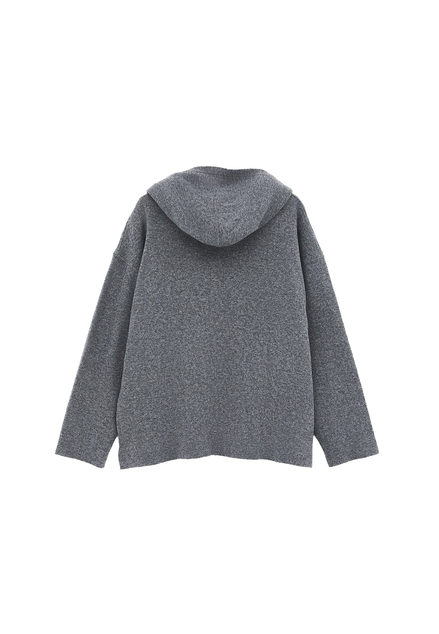 Hooded Long Sleeve Comfortable Sweater - ANTHRA MELANGE