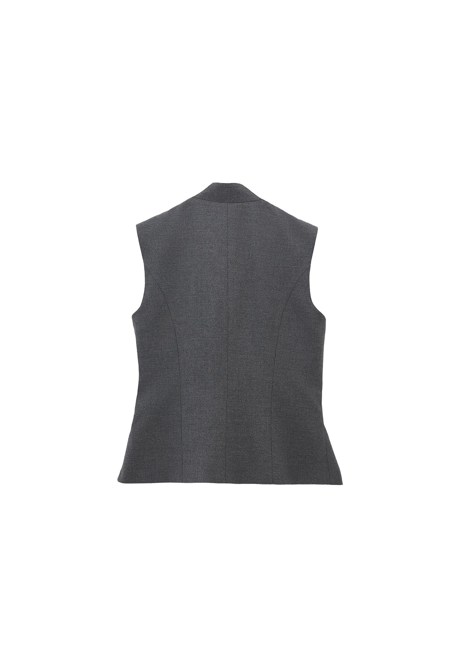 Asymmetrical Midi Vest - ANTHRA MELANGE