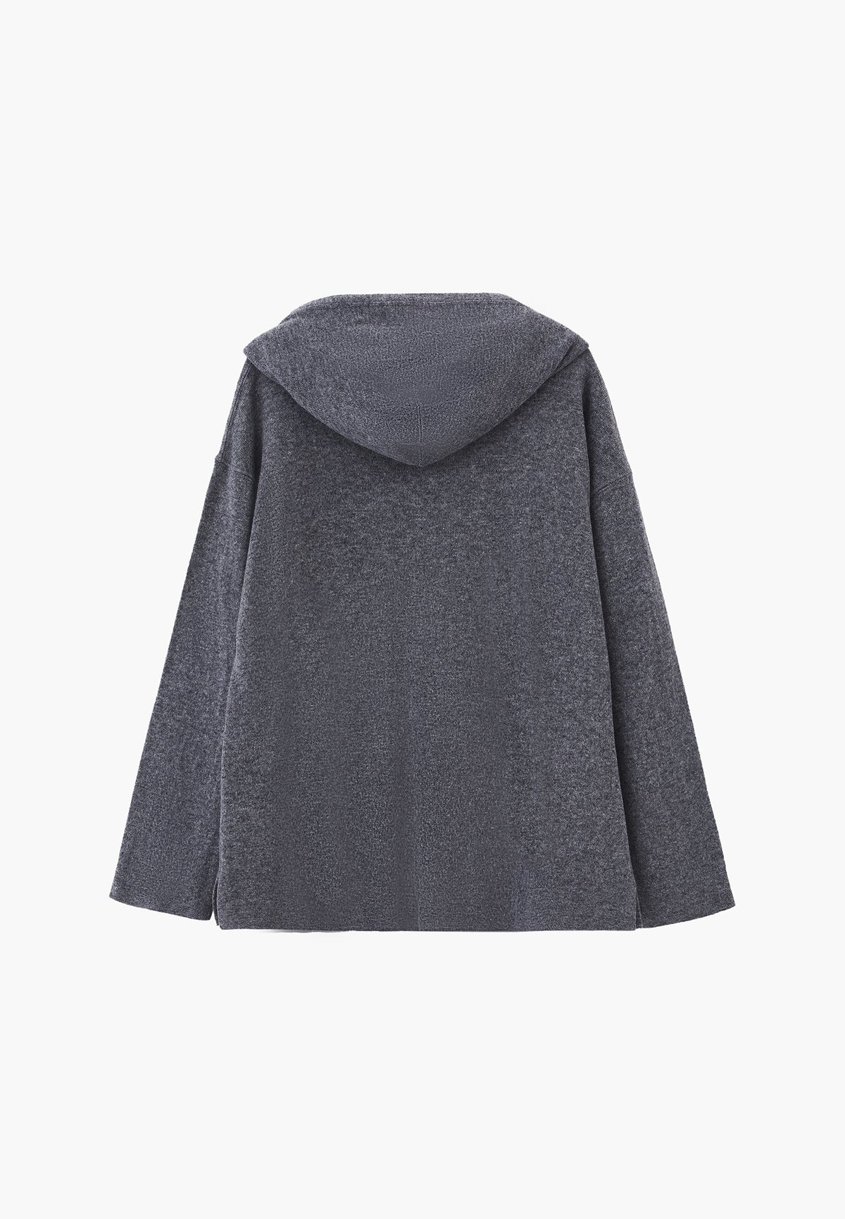 Hooded Long Sleeve Knit Sweatshirt - ANTHRA MELANGE